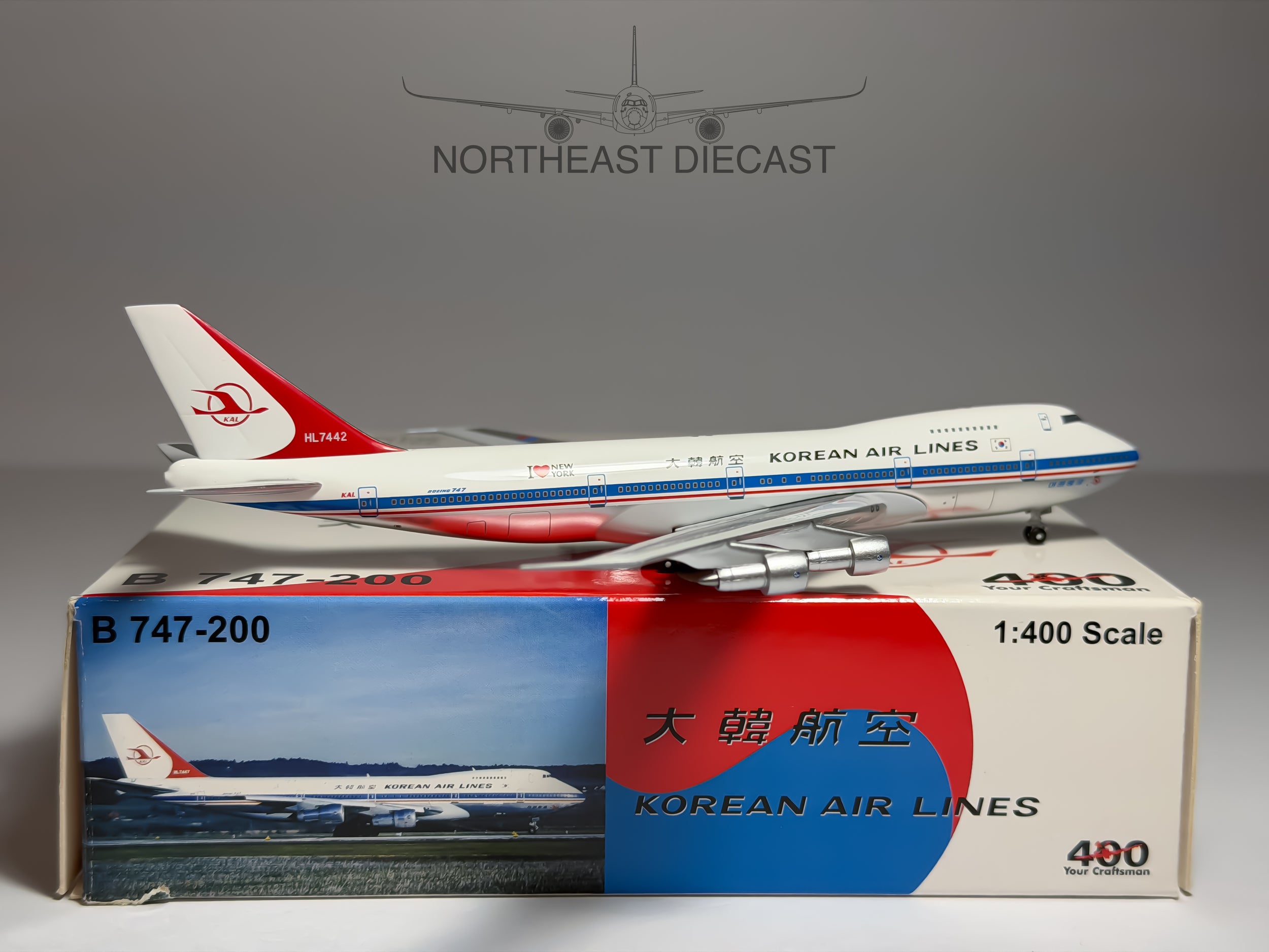 Korean Air Lines Boeing 747-200 1:400 Big Bird HL7442 (BB4-2004-16A)