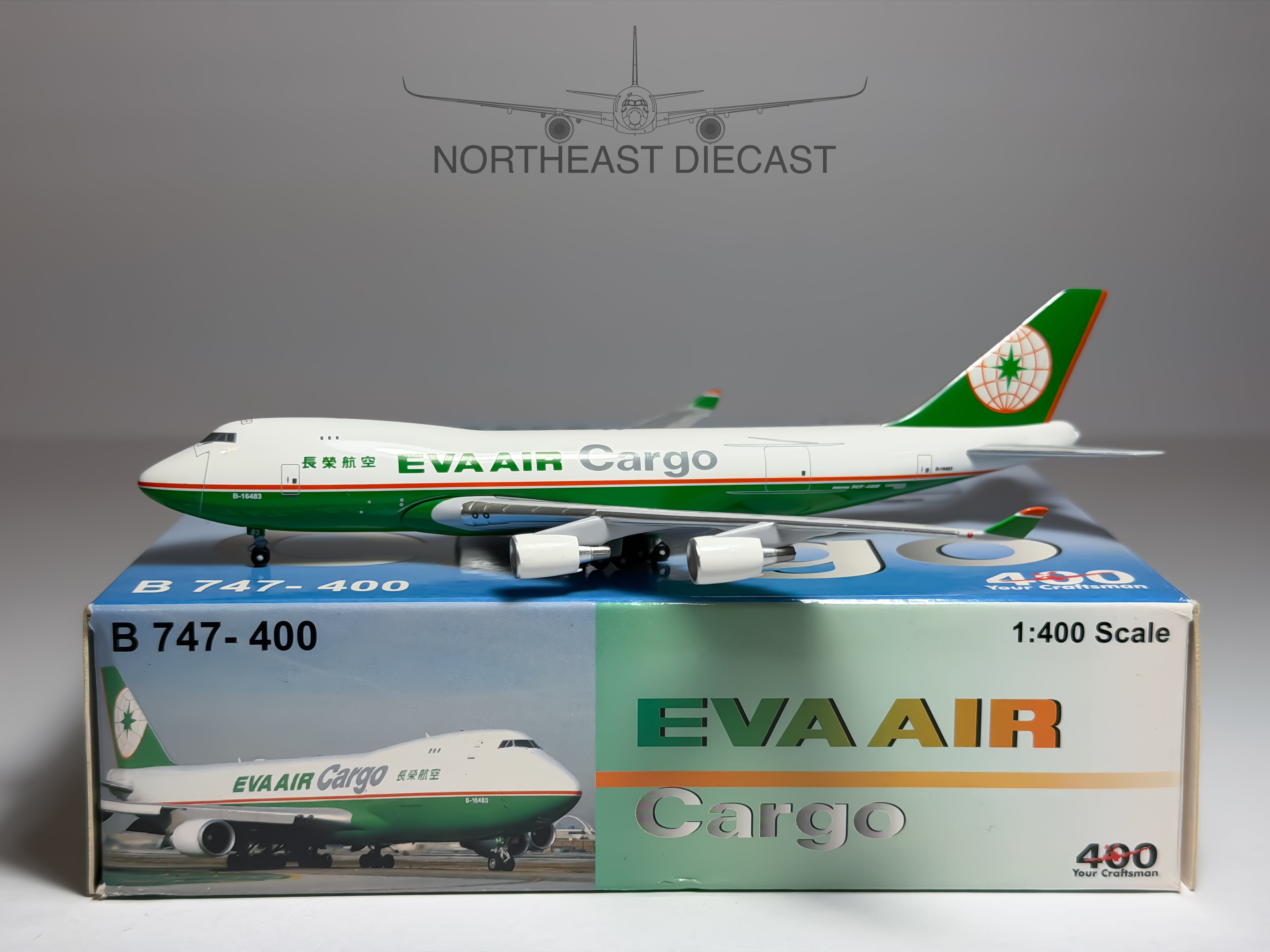 Eva Air Cargo Boeing 747-400F 1:400 Big Bird B-16483 (BB4-2004-22)