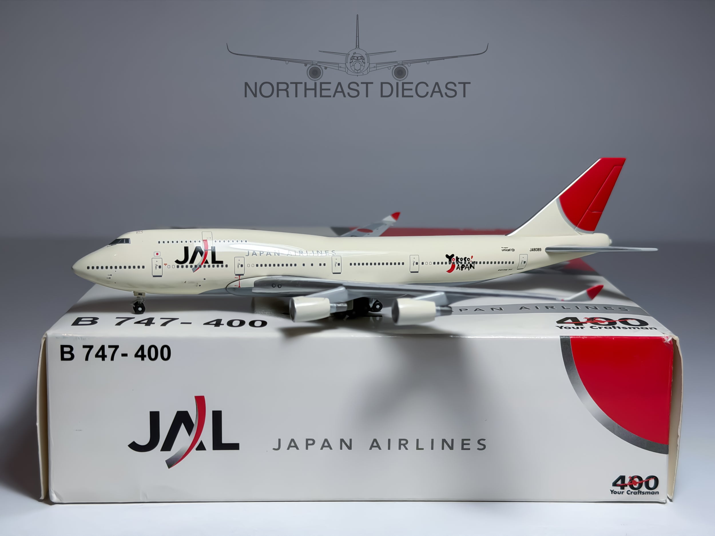 Japan Airlines (JAL) Boeing 747-400 1:400 Big Bird JA8089 (BB4-2004-26B)