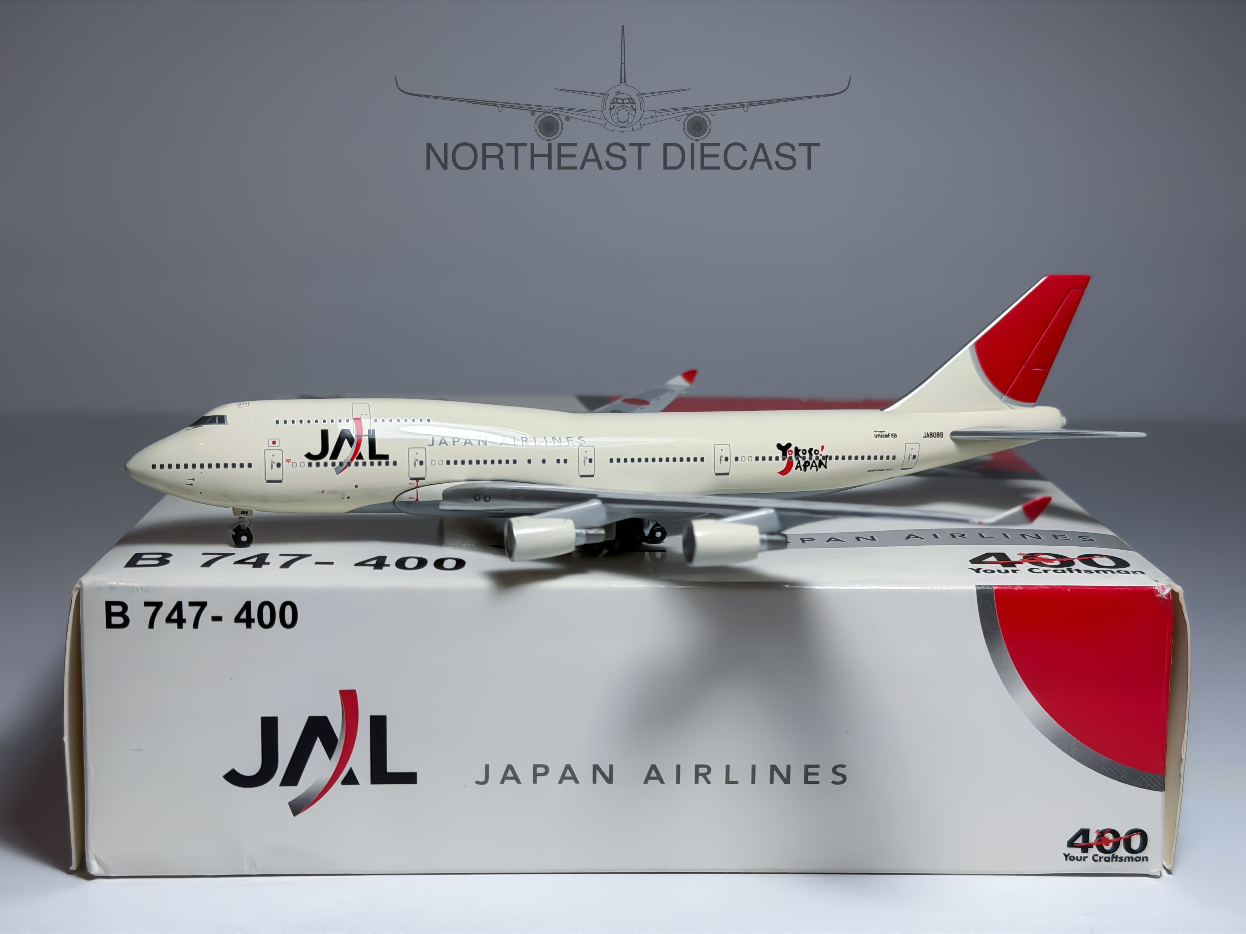 Japan Airlines (JAL) Boeing 747-400 1:400 Big Bird JA8089 (BB4-2004-26B)