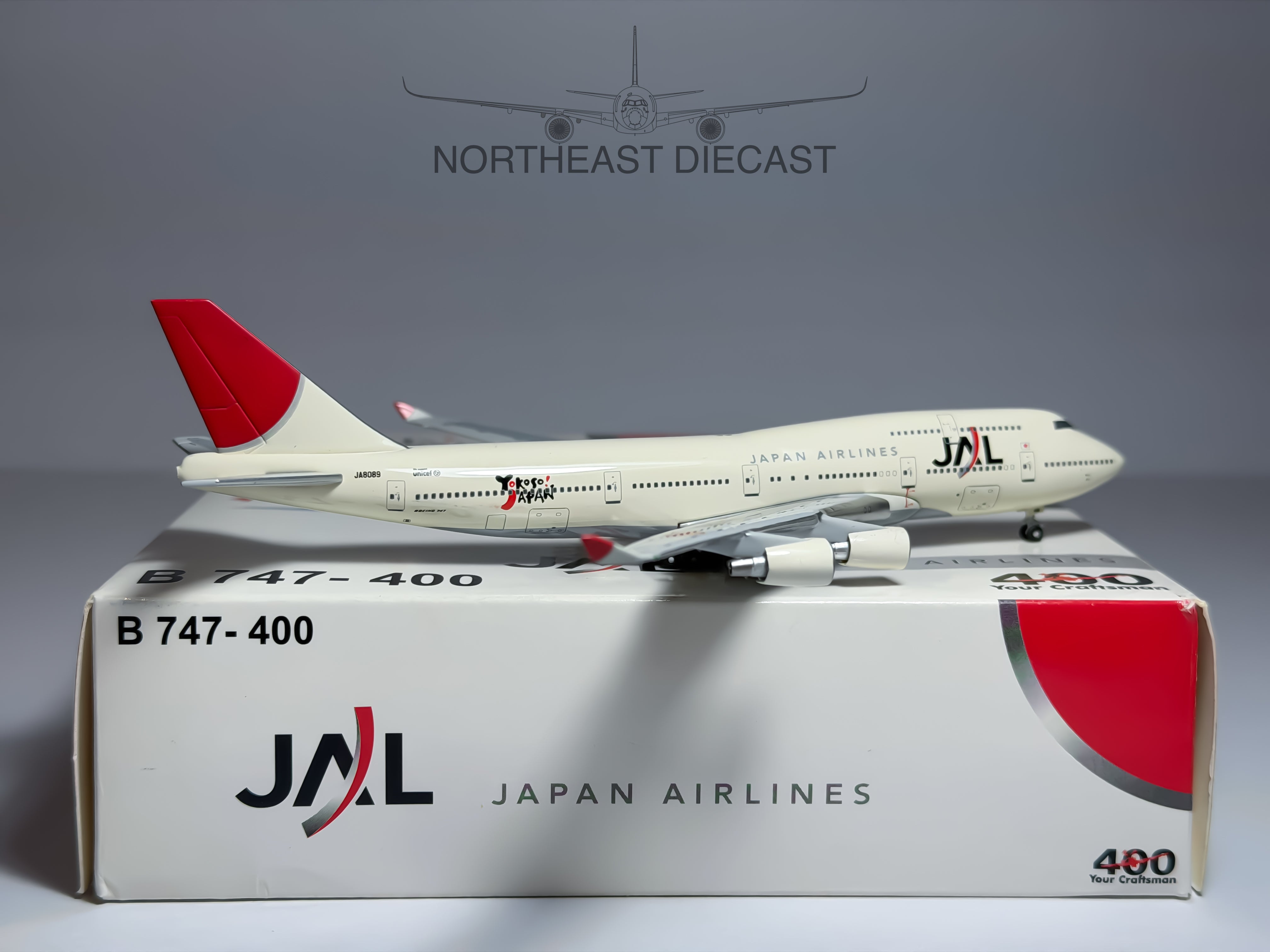 Japan Airlines (JAL) Boeing 747-400 1:400 Big Bird JA8089 (BB4-2004-26B)