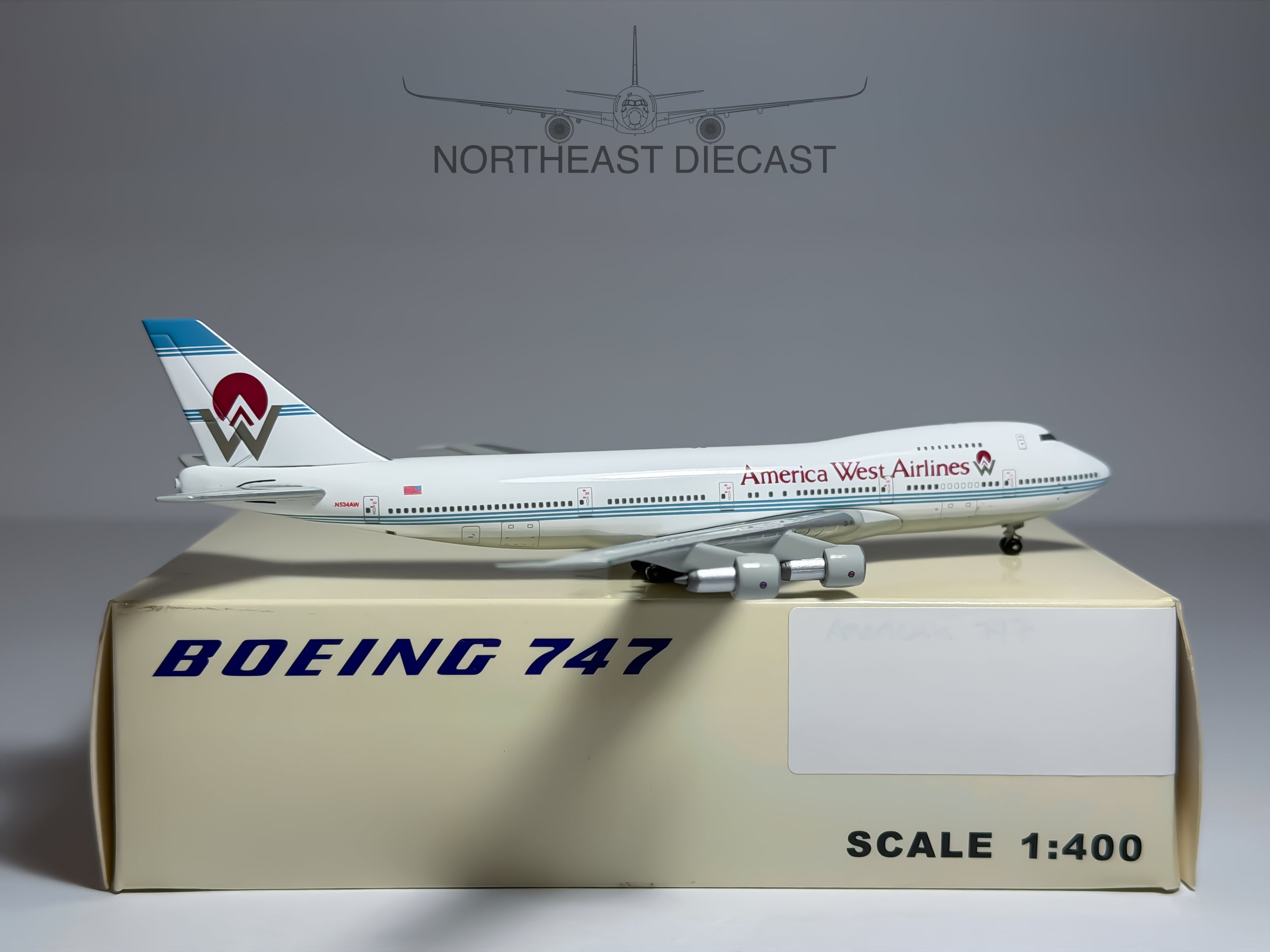 America West Airlines Boeing 747-200 1:400 Big Bird N534AW (BB4N534AW)