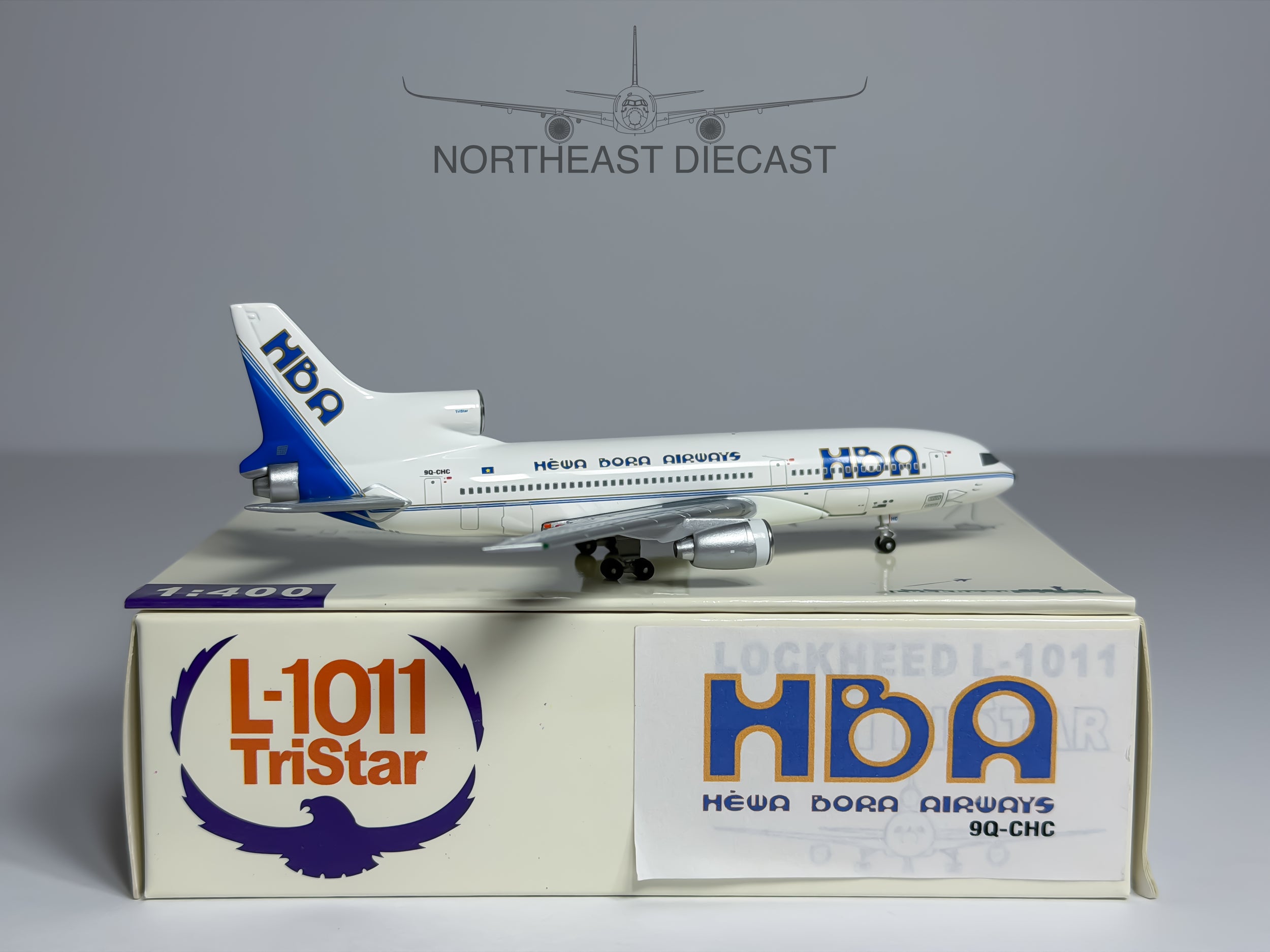 Hewa Bora Airways (HBA) Lockheed L-1011-500 1:400 Blue Box 9Q-CHC (BBX9QCHC)