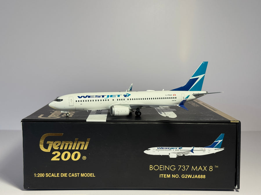 Gemini Jets 1:200 WestJet Boeing 737 MAX8 C-FRAX 2010s colors G2WJA688