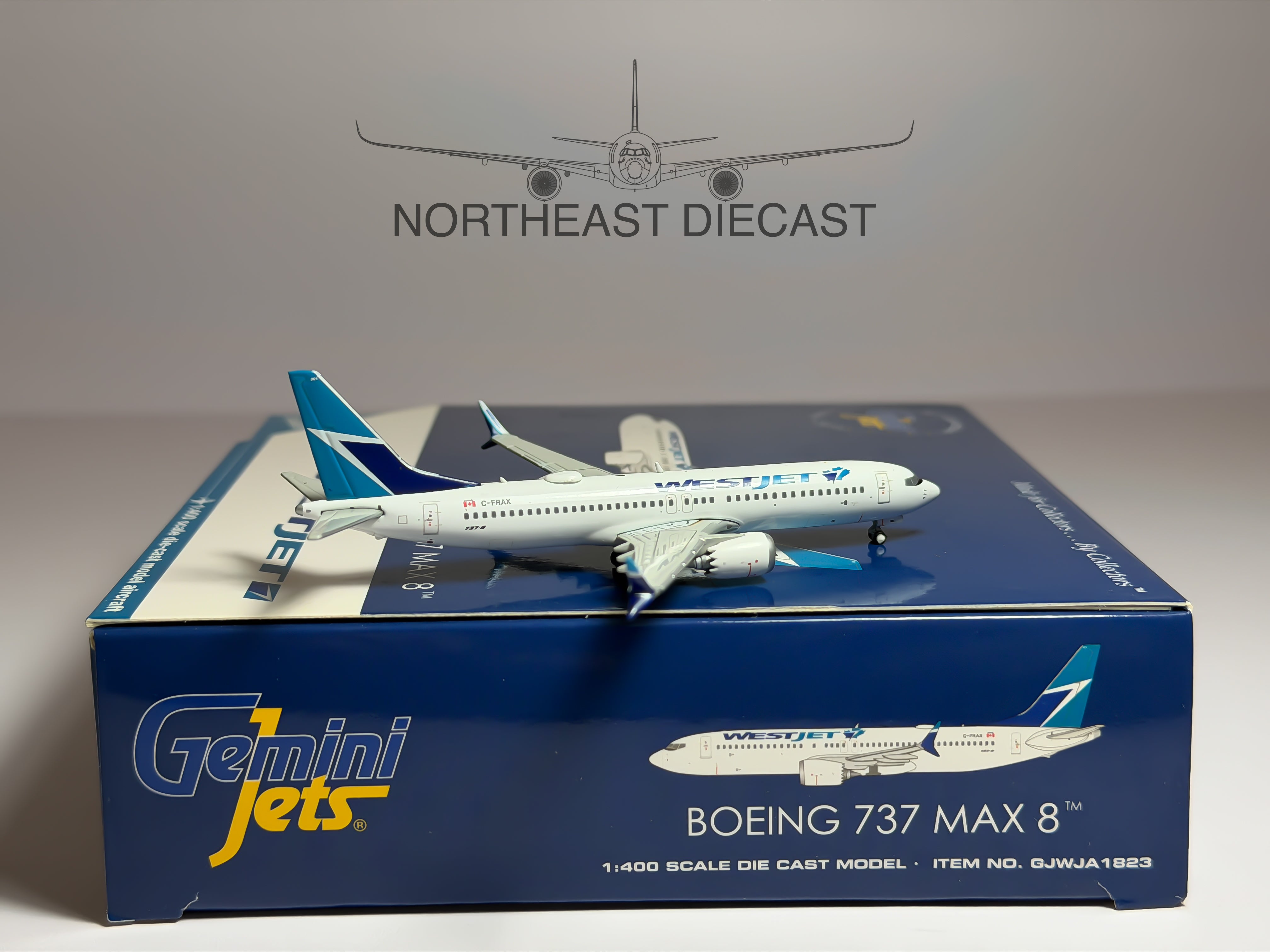 WestJet Boeing 737 MAX 8 1:400 Gemini Jets C-FRAX (GJWJA1823)