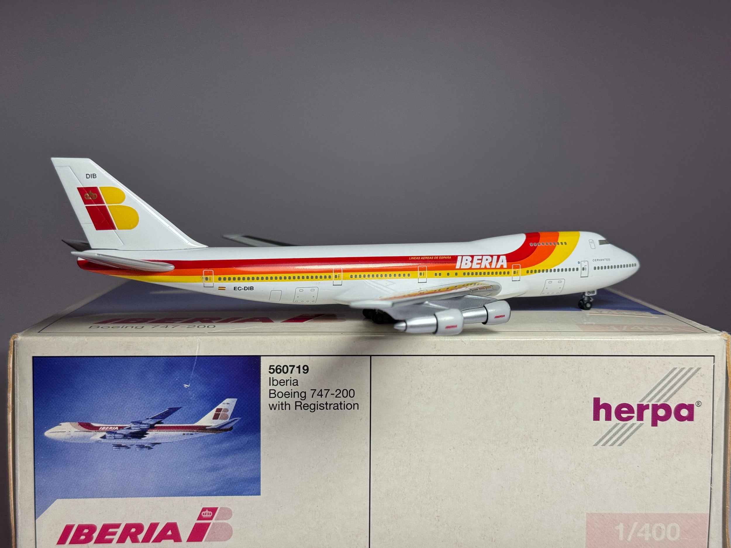 Herpa 1:400 Iberia Boeing 747-200 EC-DIB Cervantes 560719