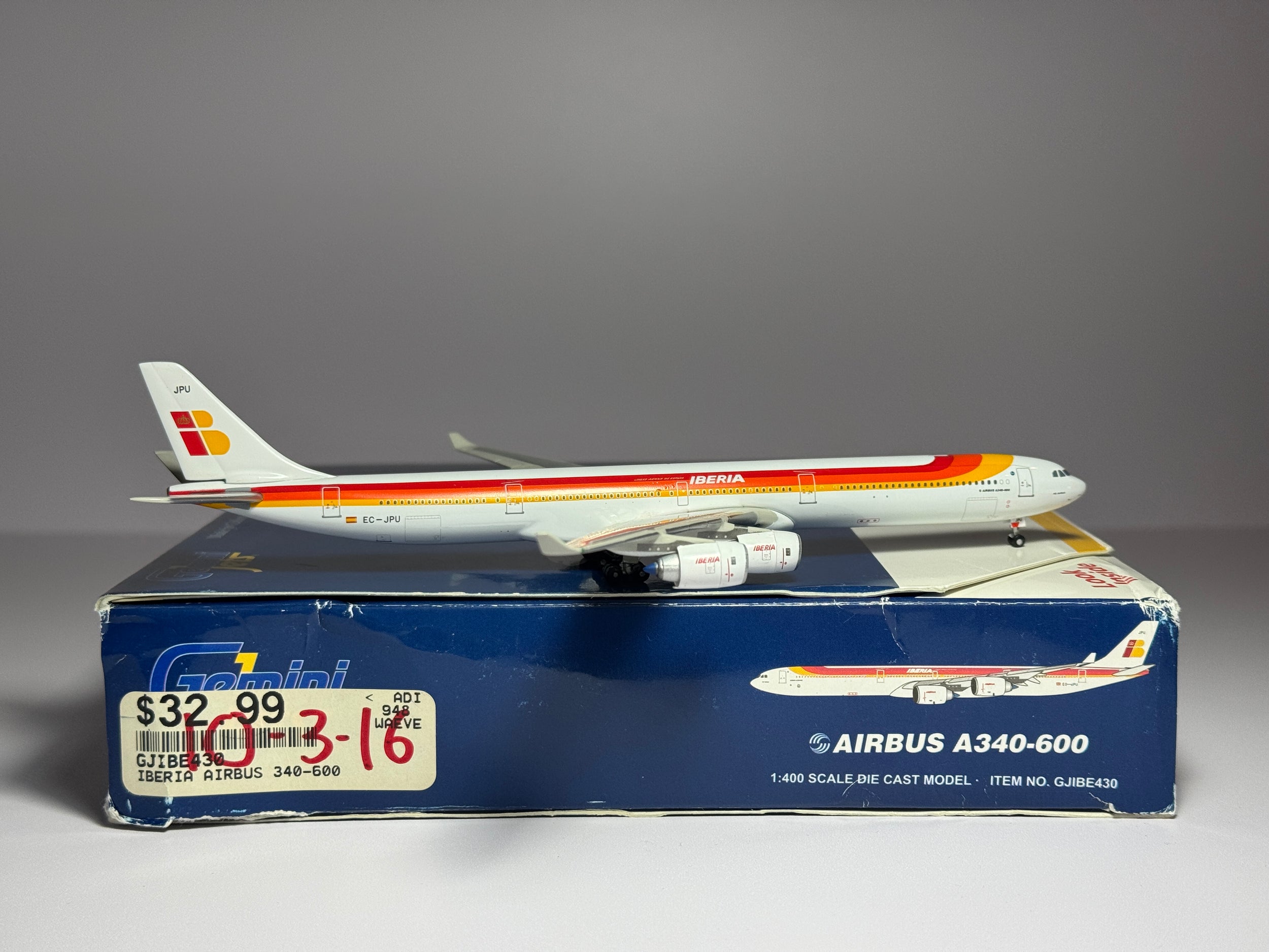 Gemini Jets 1:400 Iberia Airbus A340-600 EC-JPU 1980s colors GJIBE430