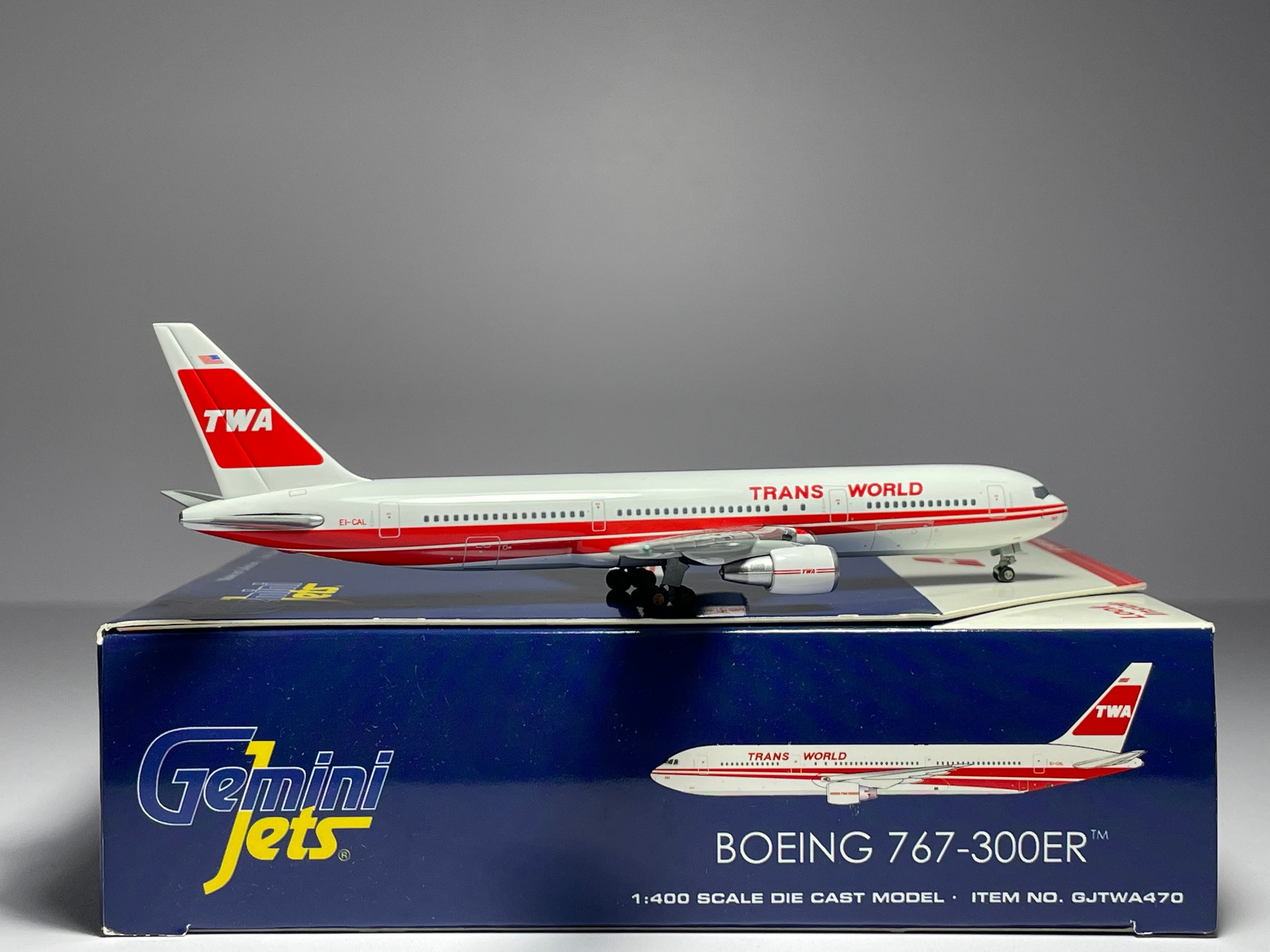 Gemini Jets 1:400 TWA Boeing 767-300 EI-CAL Double Stripes GJTWA470