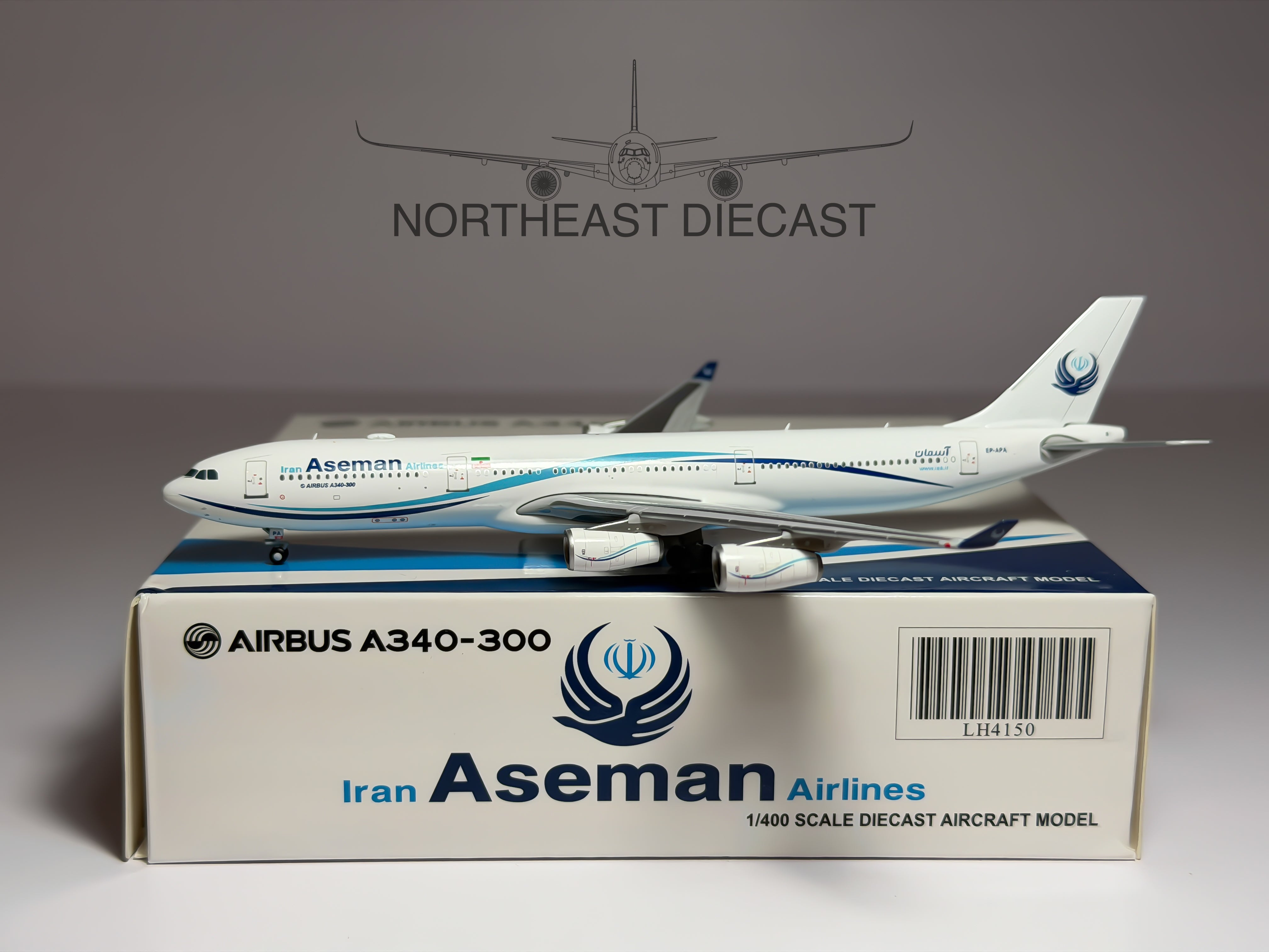 Iran Aseman Airlines Airbus A340-300 1:400 Diecast Aircraft - JC
