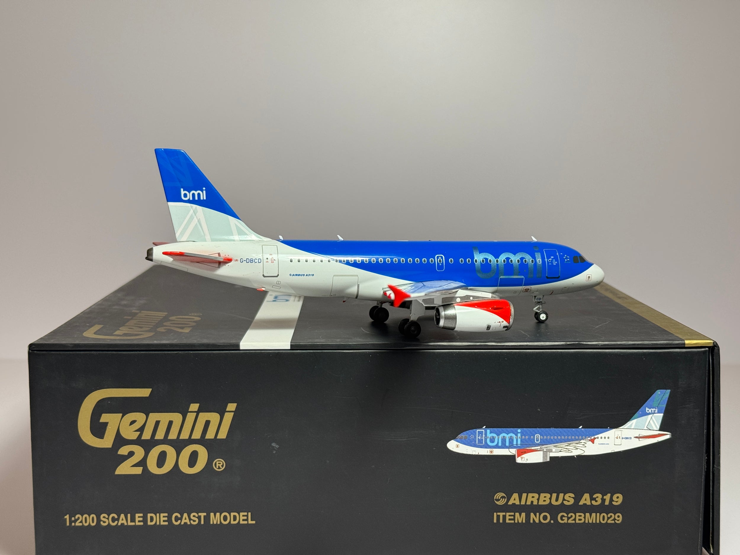 Gemini Jets 1:200 BMI British Midland Airbus A319 G-DBCD 2000s blue G2BMI029