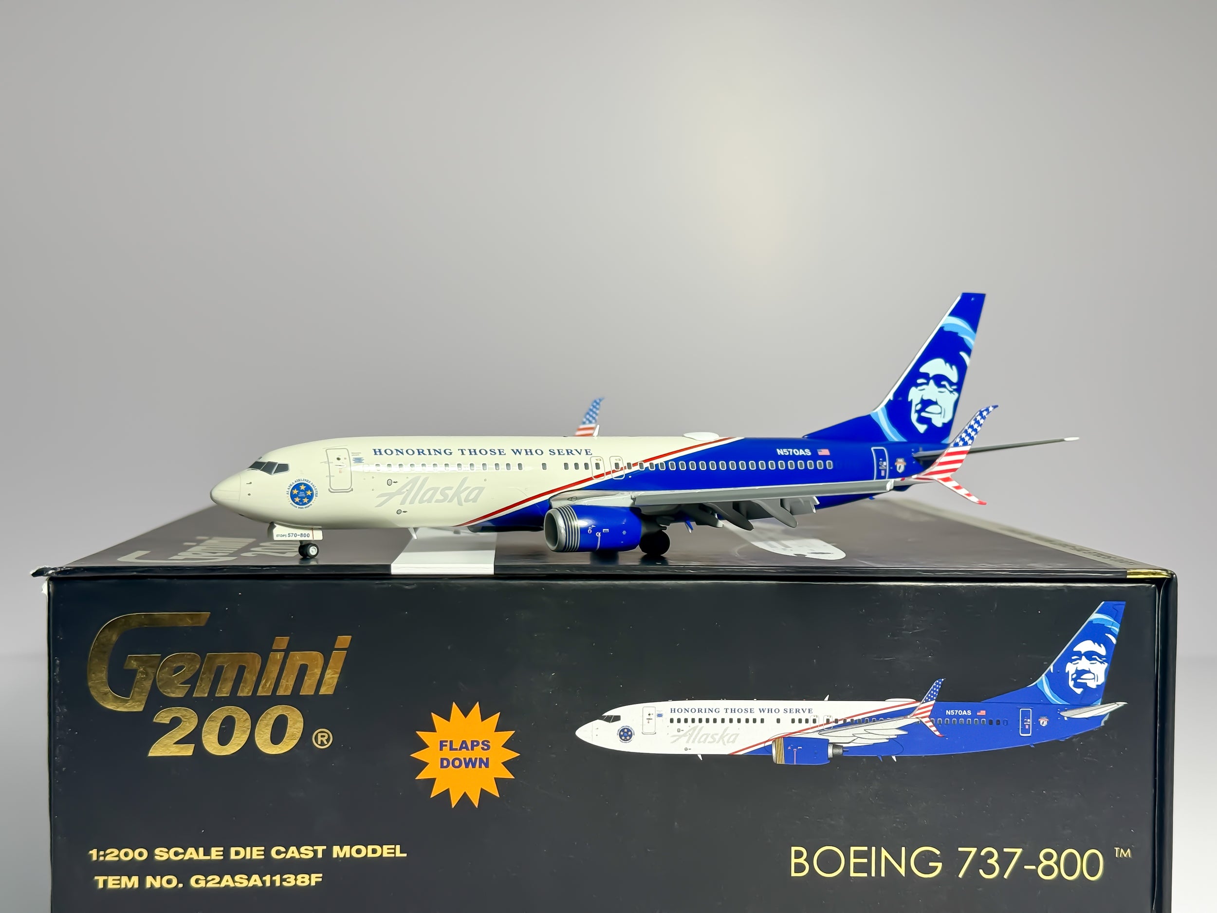 Alaska Airlines Boeing 737-800 1:200 Gemini Jets N570AS (G2ASA1138)