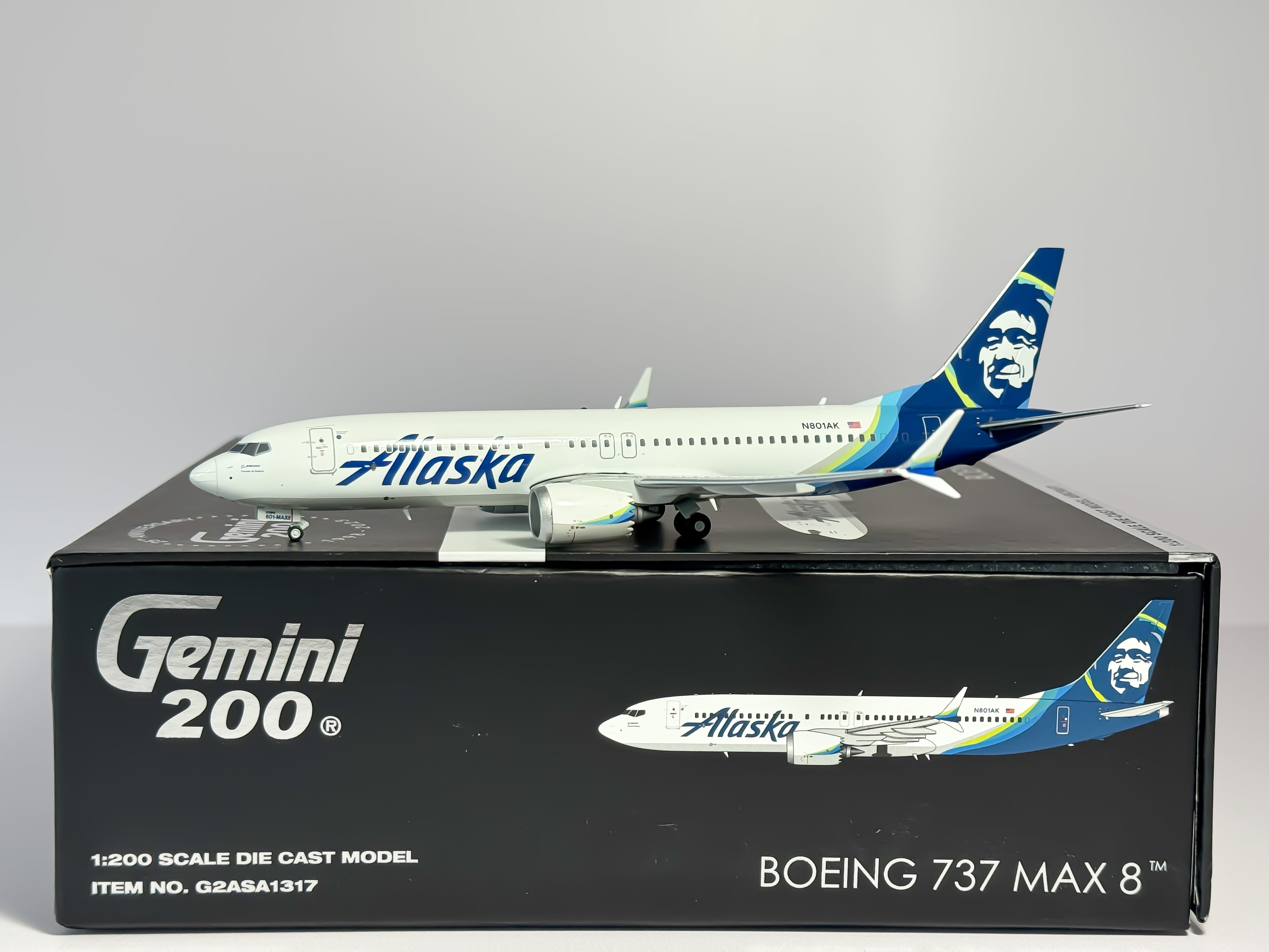 Alaska Airlines Boeing 737 MAX 8 1:200 Gemini Jets N801AK (G2ASA1317)