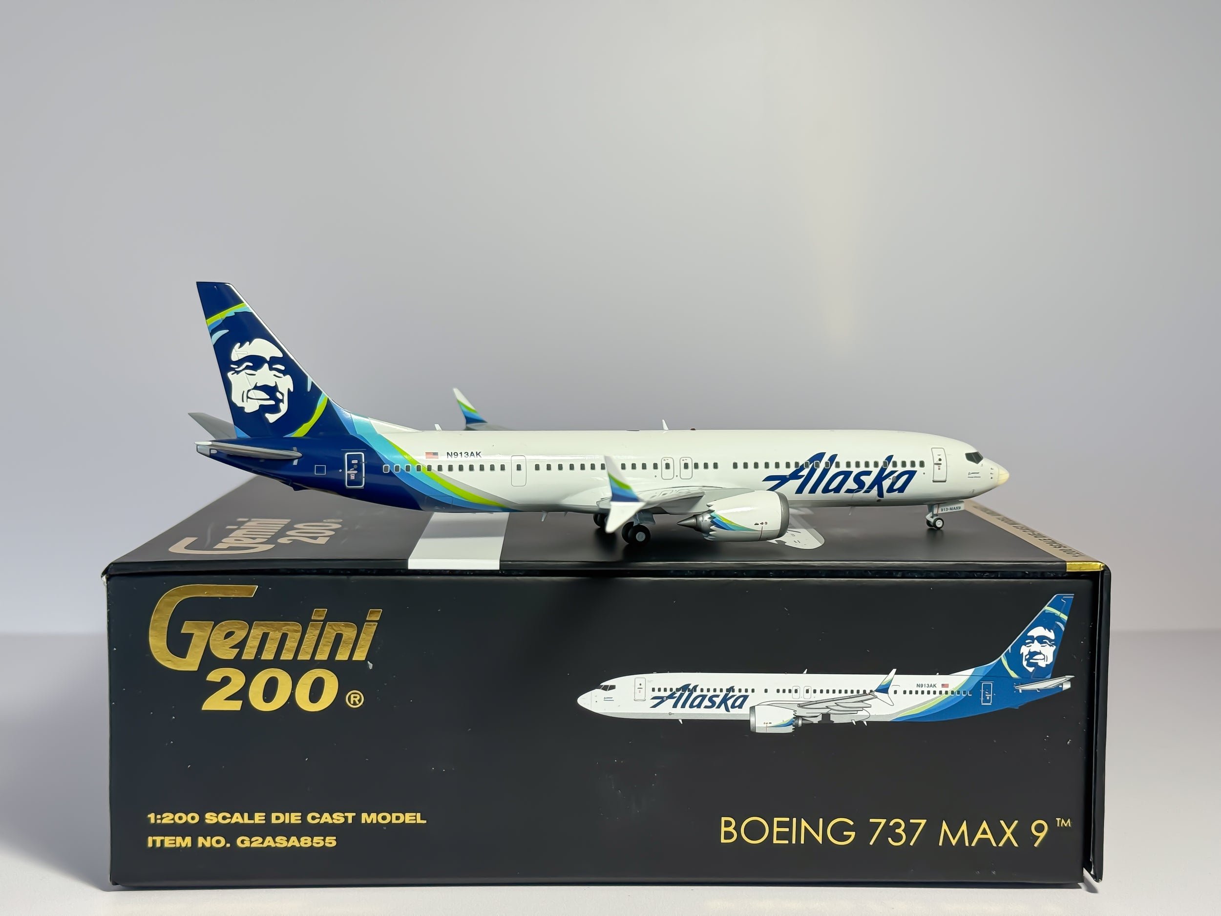 Alaska Airlines Boeing 737 MAX 9 1:200 Gemini Jets N913AK (G2ASA855)