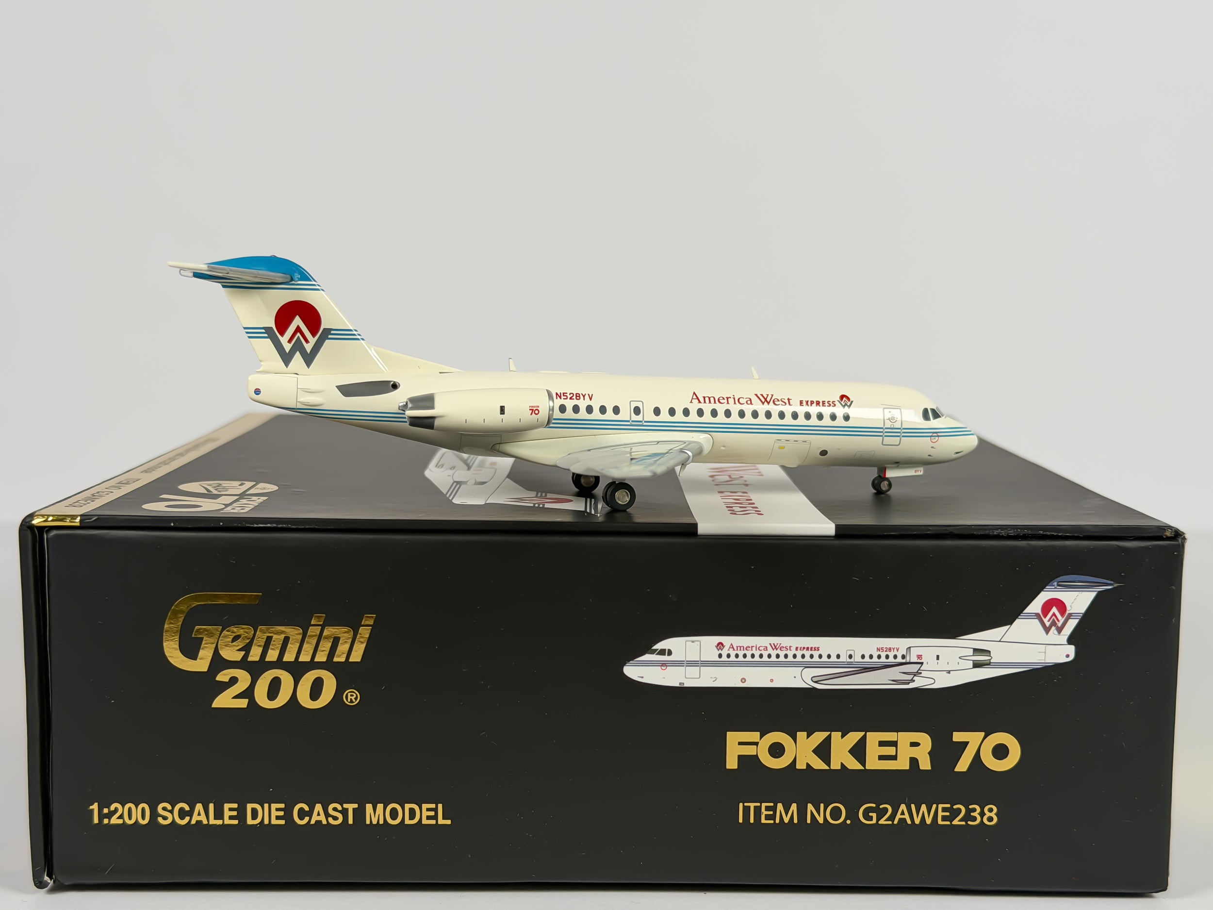 America West Express Fokker 70 1:200 Gemini Jets N528YV (G2AWE238)
