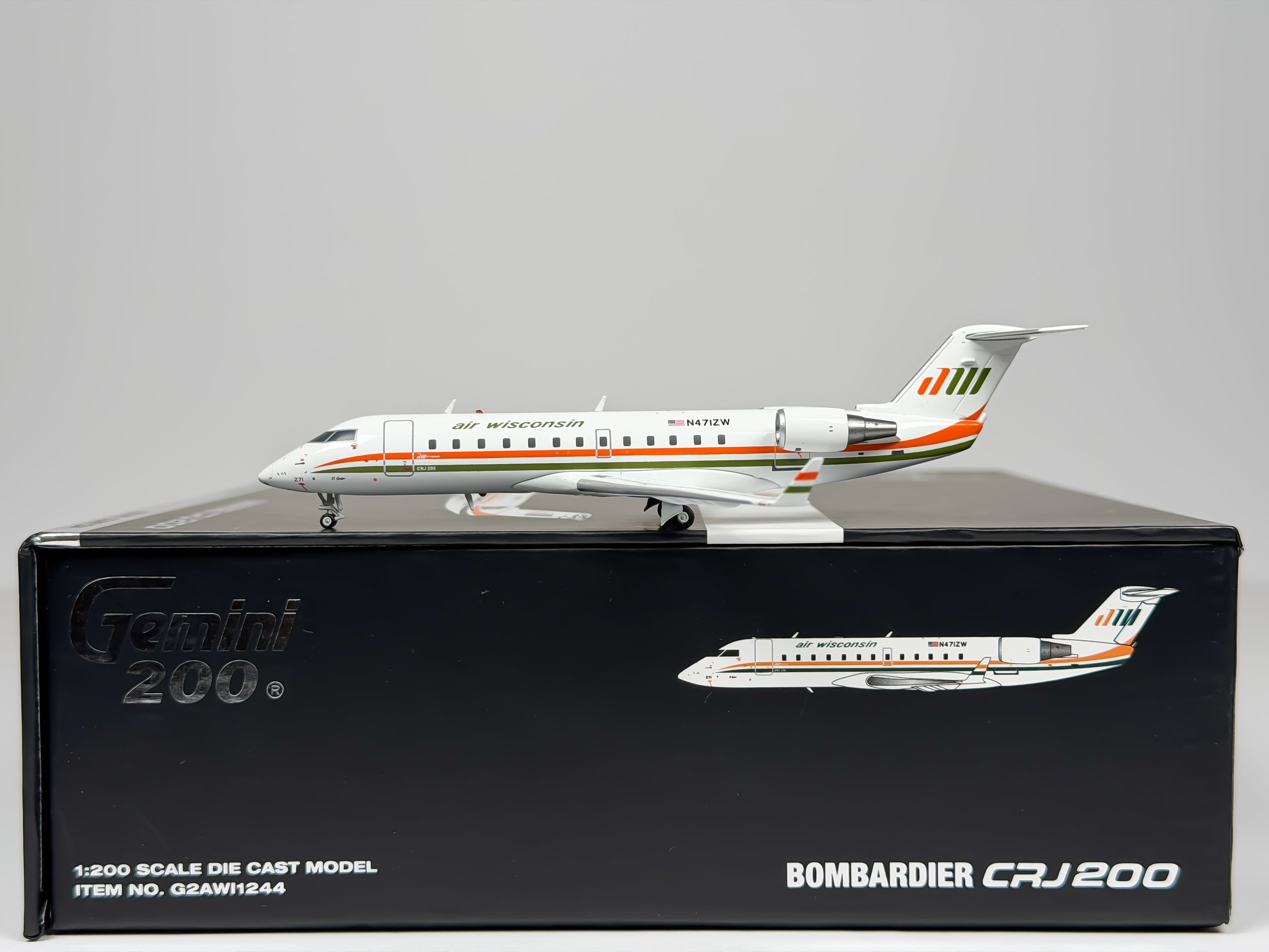 Air Wisconsin Bombardier CRJ200 1:200 Gemini Jets N471ZW (G2AWI1244)