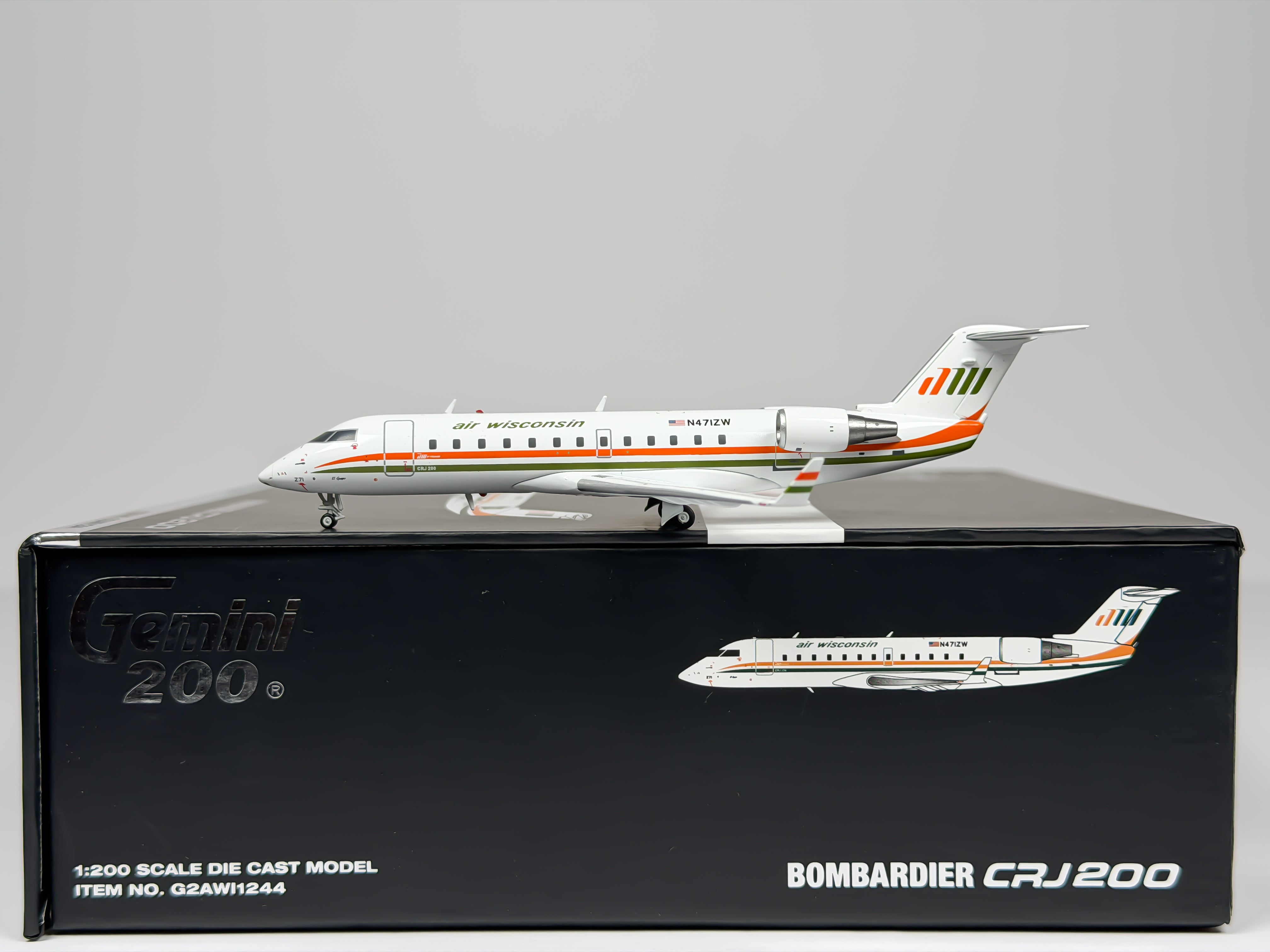 Air Wisconsin Bombardier CRJ200 1:200 Gemini Jets N471ZW (G2AWI1244)