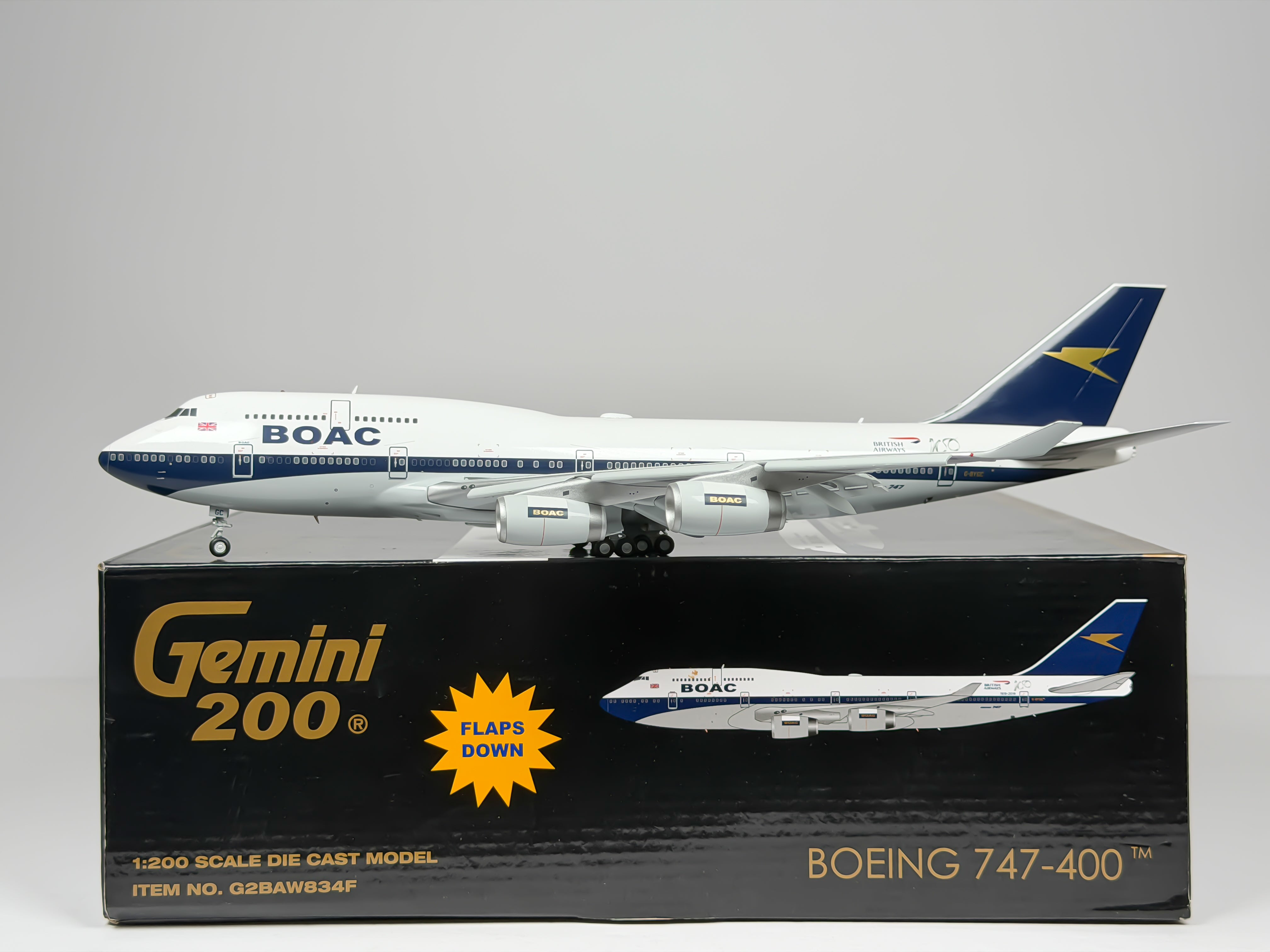 British Airways Boeing 747-400 1:200 Gemini Jets G-BYGC (G2BAW834F) (Flaps Down Version)