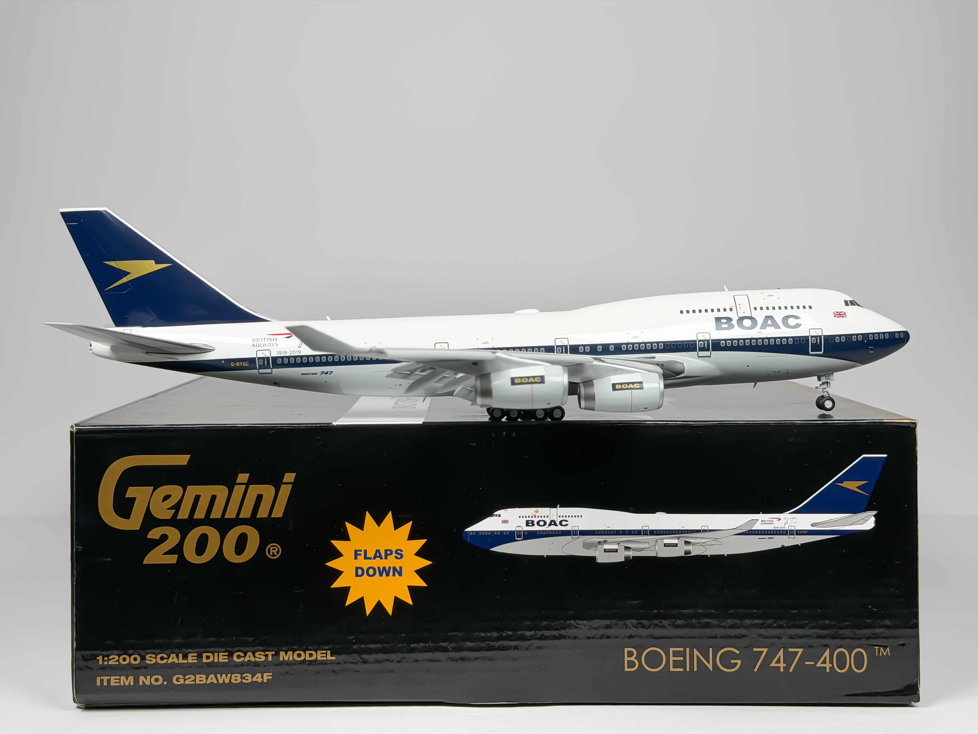 British Airways Boeing 747-400 1:200 Gemini Jets G-BYGC (G2BAW834F) (Flaps Down Version)