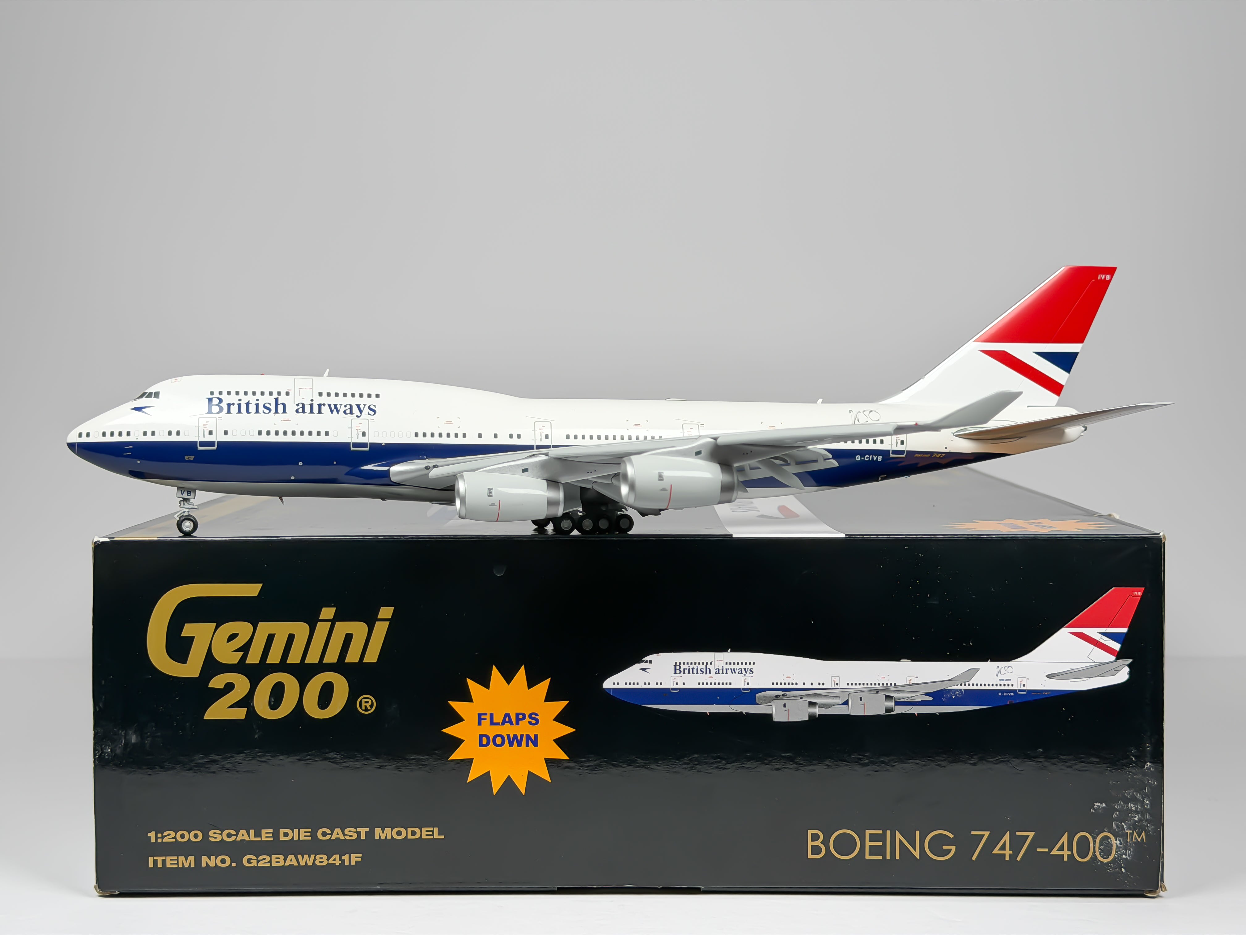 British Airways Boeing 747-400 1:200 Gemini Jets G-CIVB (G2BAW841F) (Flaps Down Version)