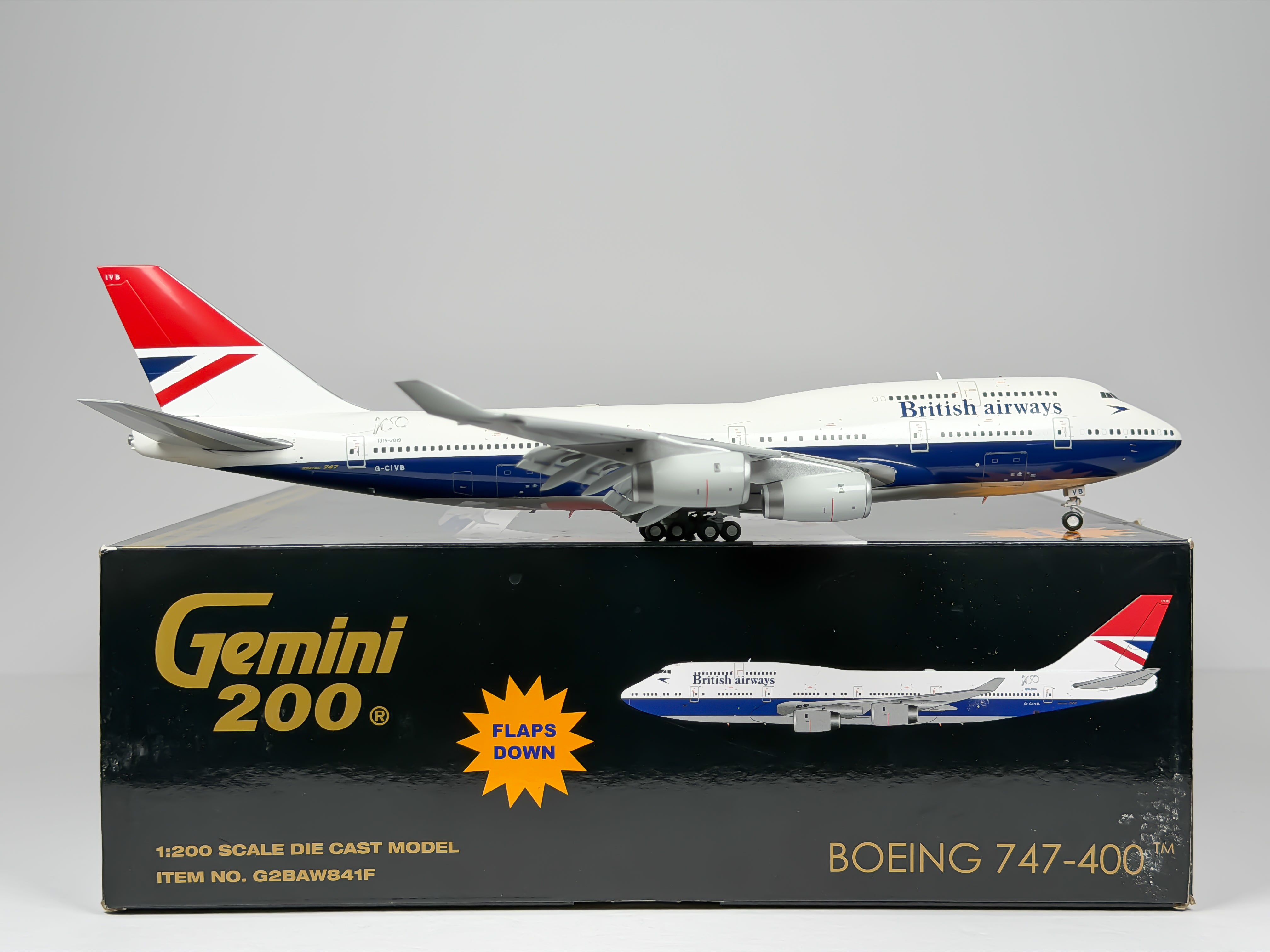 British Airways Boeing 747-400 1:200 Gemini Jets G-CIVB (G2BAW841F) (Flaps Down Version)