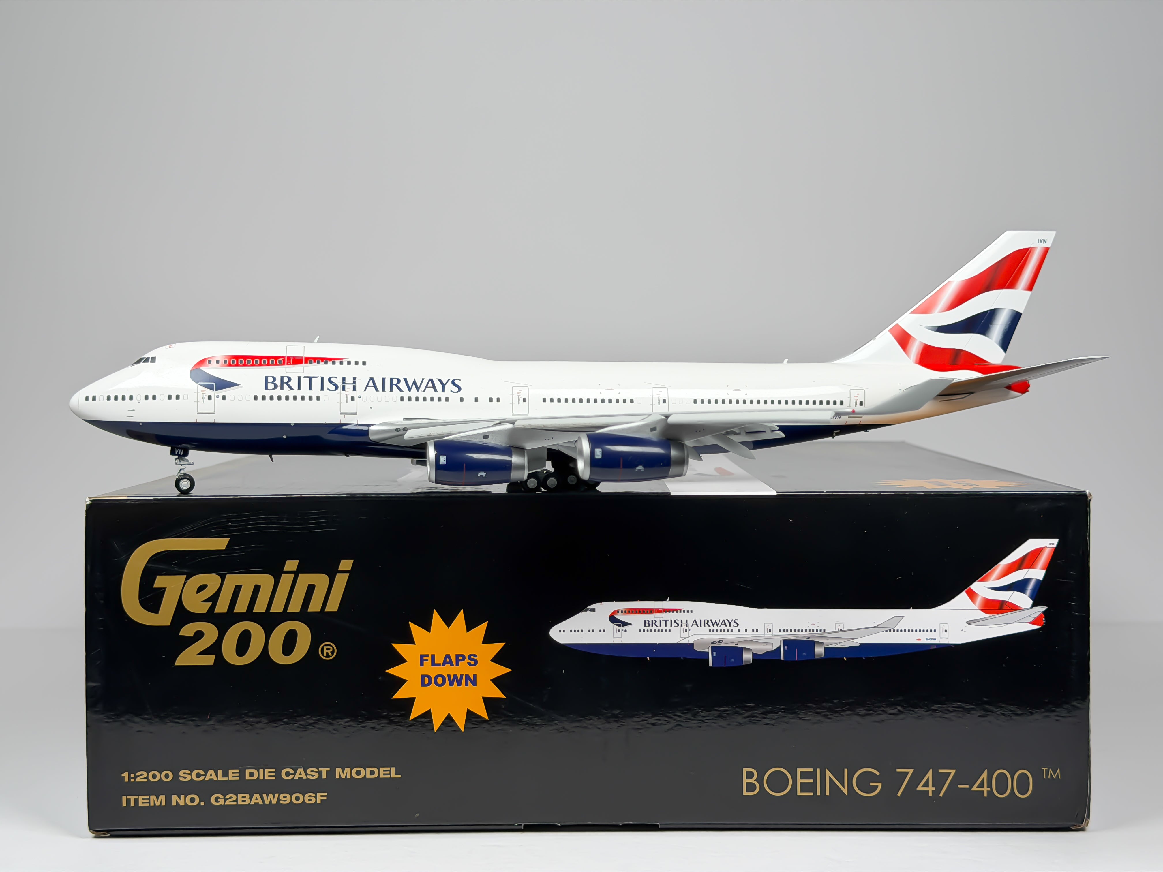British Airways Boeing 747-400 1:200 Gemini Jets G-CIVN (G2BAW906F) (Flaps Down Version)