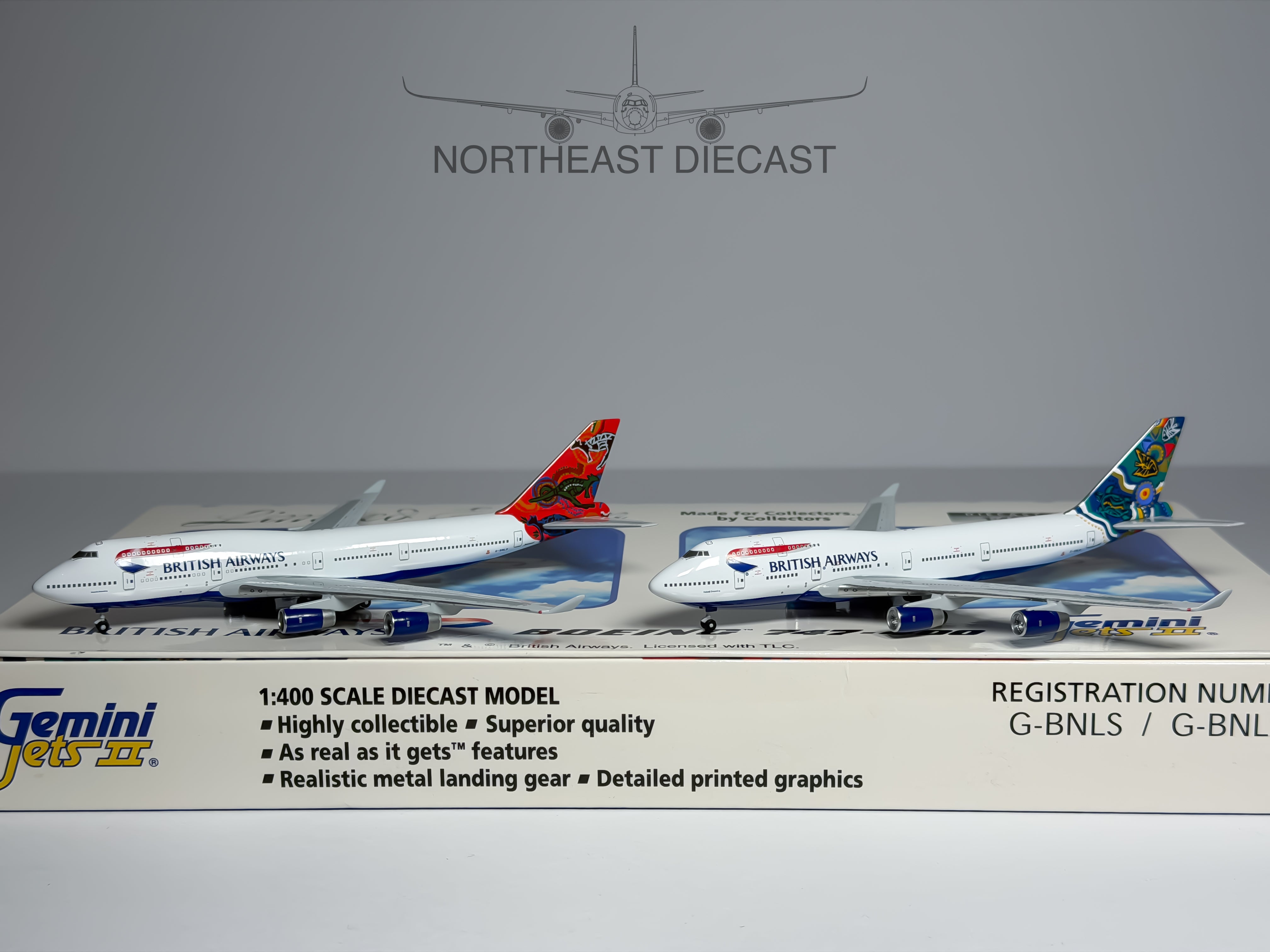 British Airways Boeing 747-400 1:400 Gemini Jets G-BNLS & G-BNLN (G2BAWSET2)