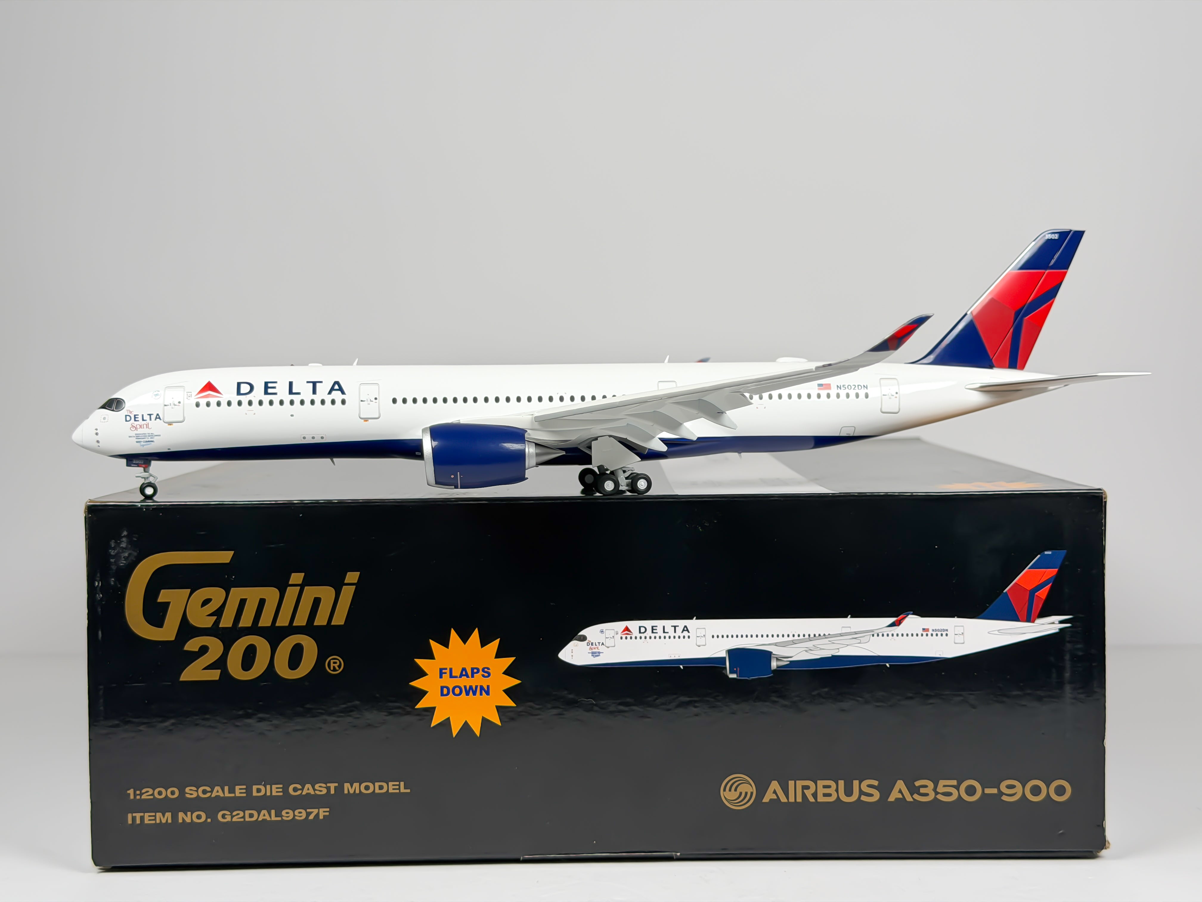 Delta Air Lines Airbus A350-900 1:200 Gemini Jets N502DN (G2DAL997F) (Flaps Down Version)