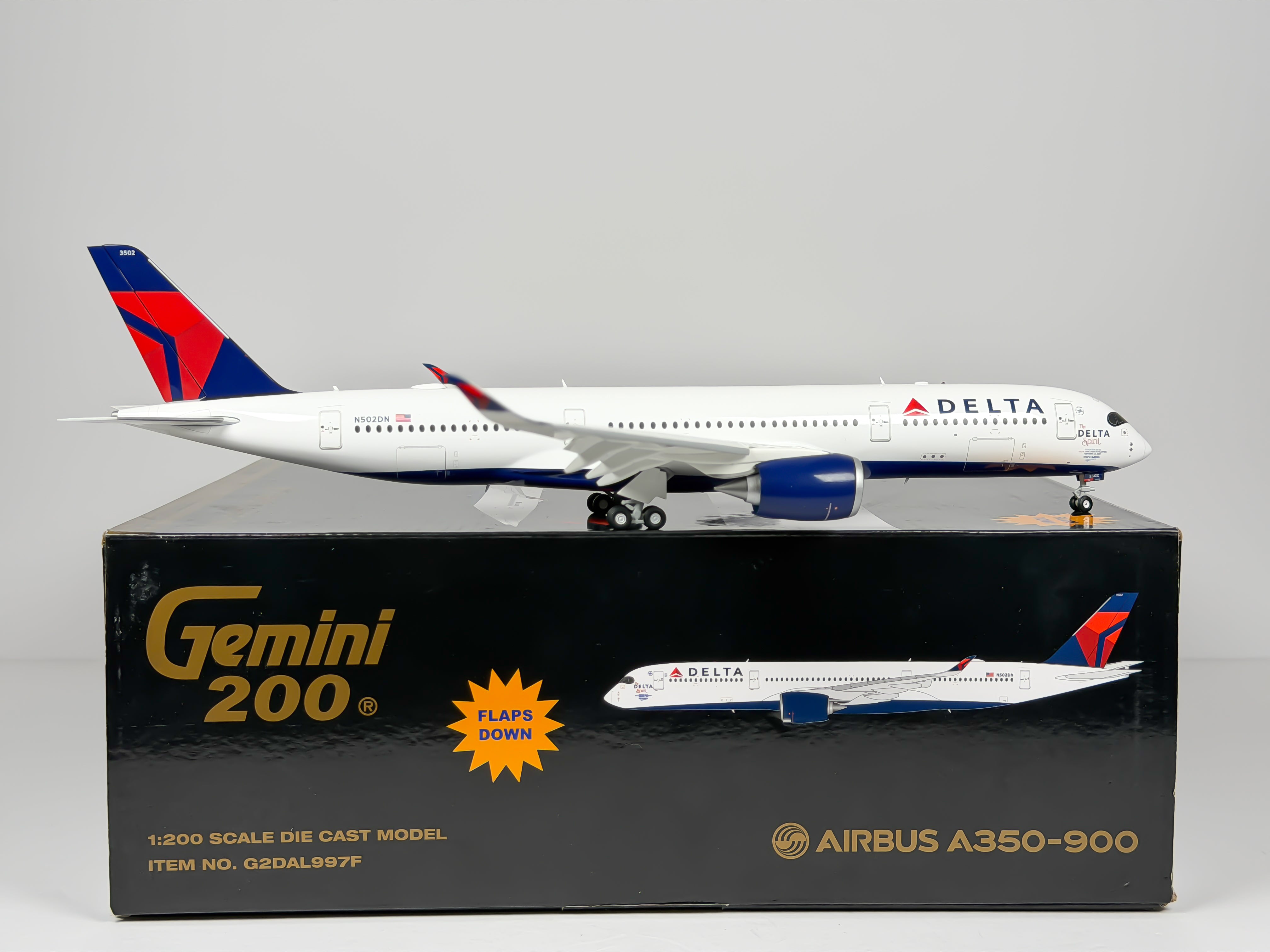 Delta Air Lines Airbus A350-900 1:200 Gemini Jets N502DN (G2DAL997F) (Flaps Down Version)
