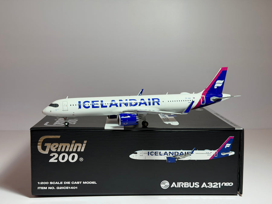 Gemini Jets 1:200 Icelandair Airbus A321neo TF-IAA new colors G2ICE1401 w/stand