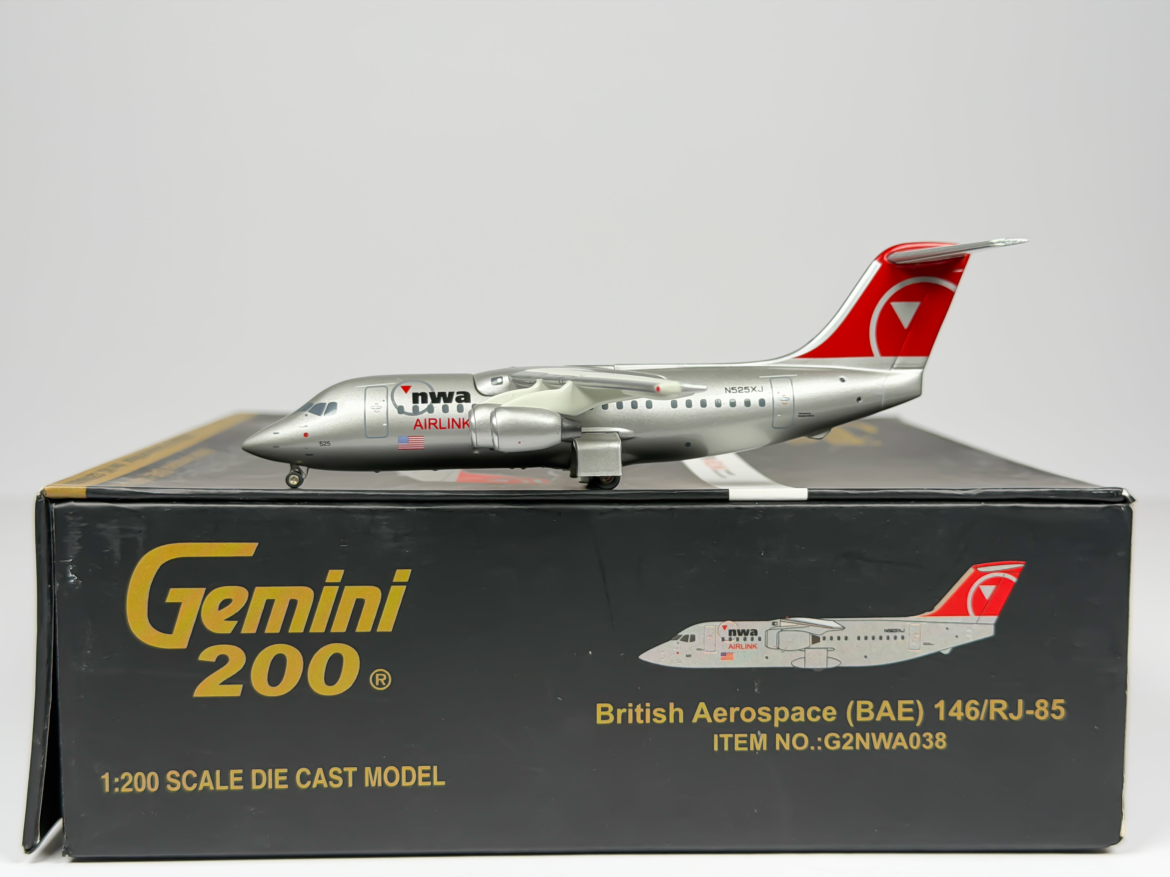 Northwest Airlink BAe 146 (Avro RJ85) 1:200 Gemini Jets N525XJ (G2NWA038)