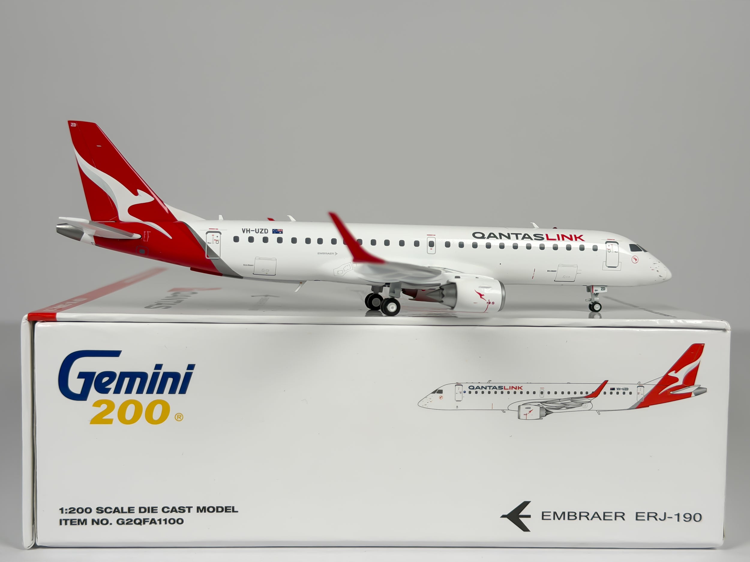 Qantas Link Embraer E190 1:200 Gemini Jets VH-UZD (G2QFA1100)