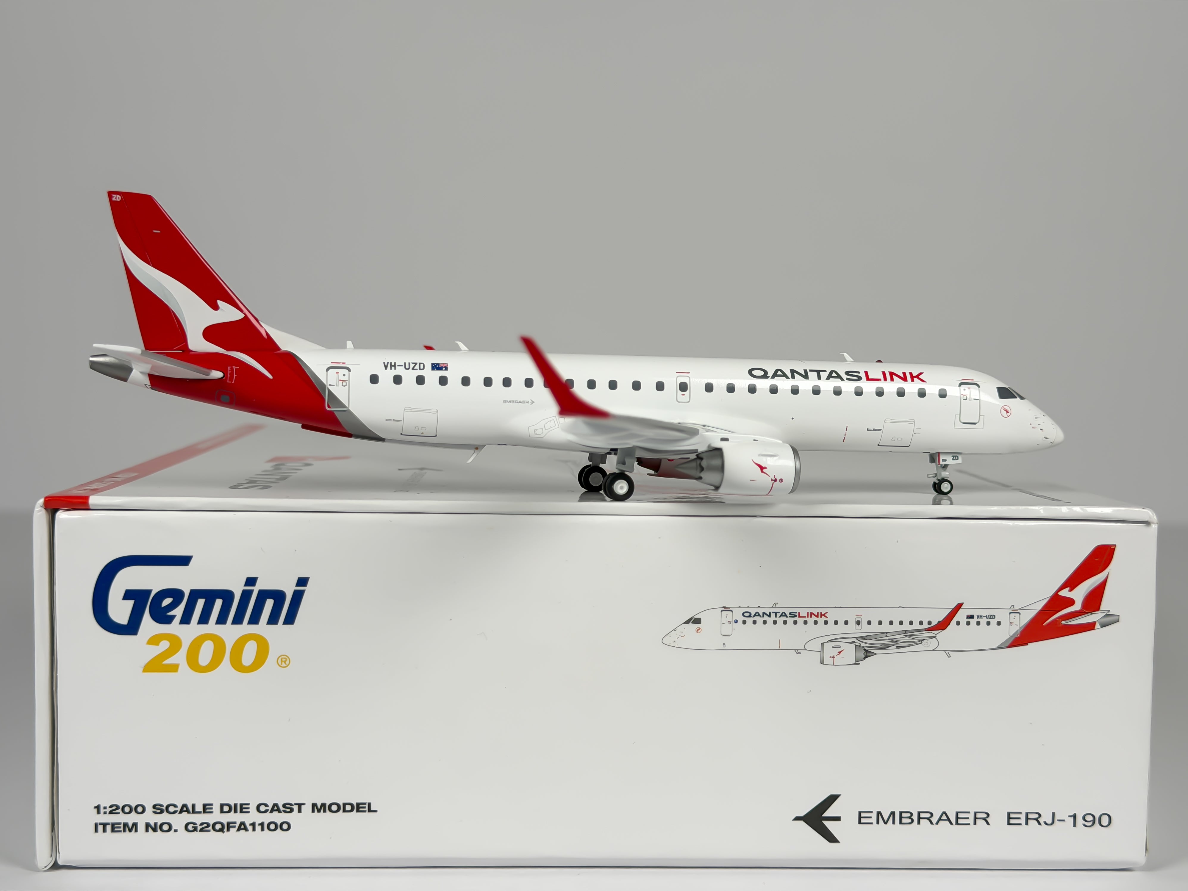 Qantas Link Embraer E190 1:200 Gemini Jets VH-UZD (G2QFA1100)