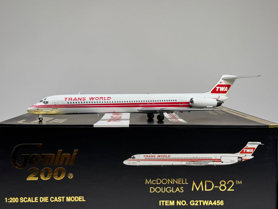 Gemini Jets 1:200 TWA Trans World McDonnell Douglas MD-82 N903TW Dual Stripes G2TWA456