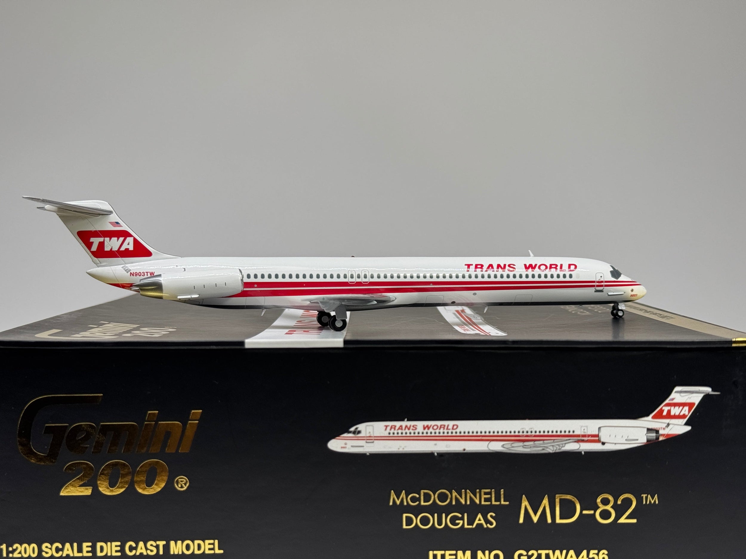 Gemini Jets 1:200 TWA Trans World McDonnell Douglas MD-82 N903TW Dual Stripes G2TWA456