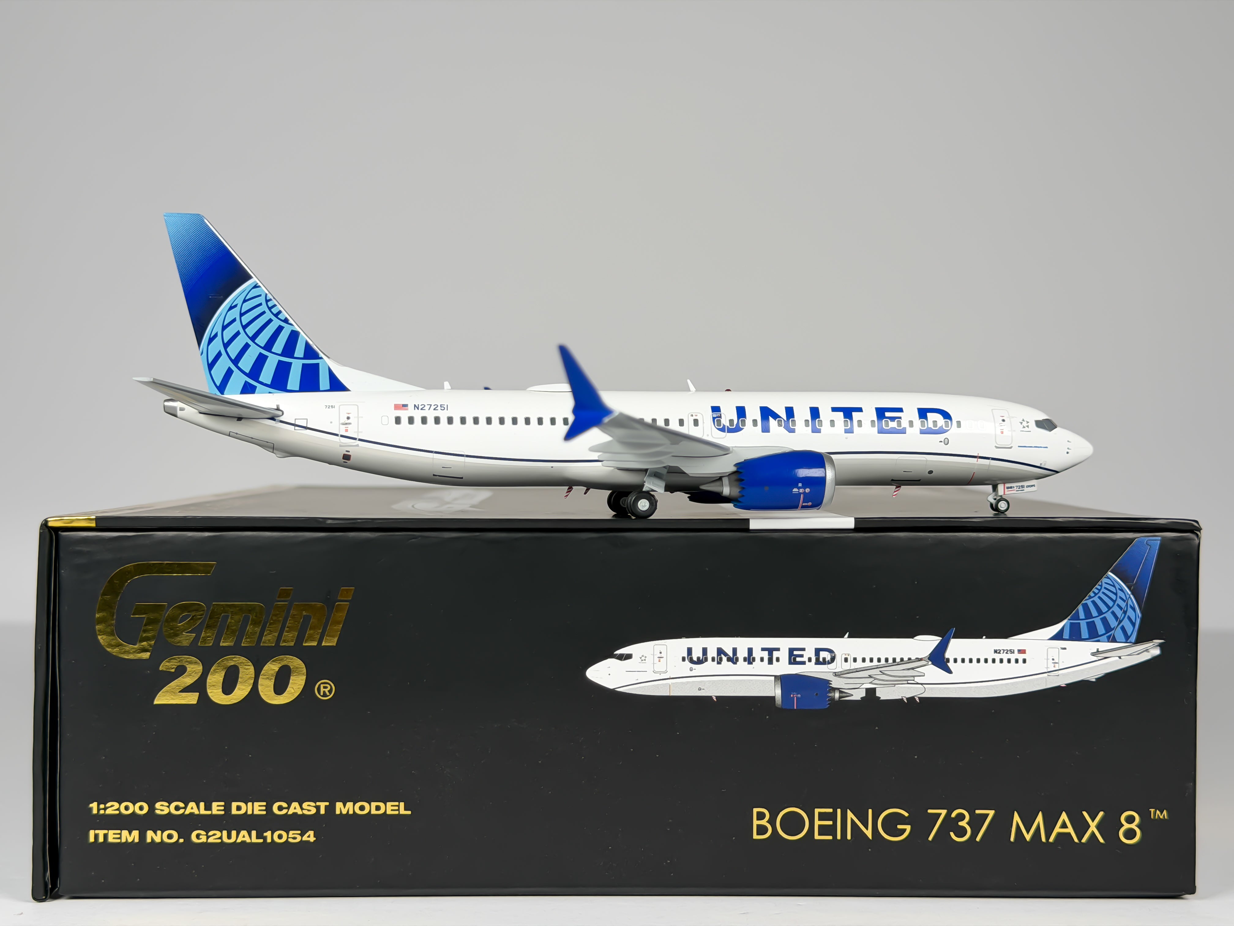 United Airlines Boeing 737 MAX 8 1:200 Gemini Jets N27251 (G2UAL1054)