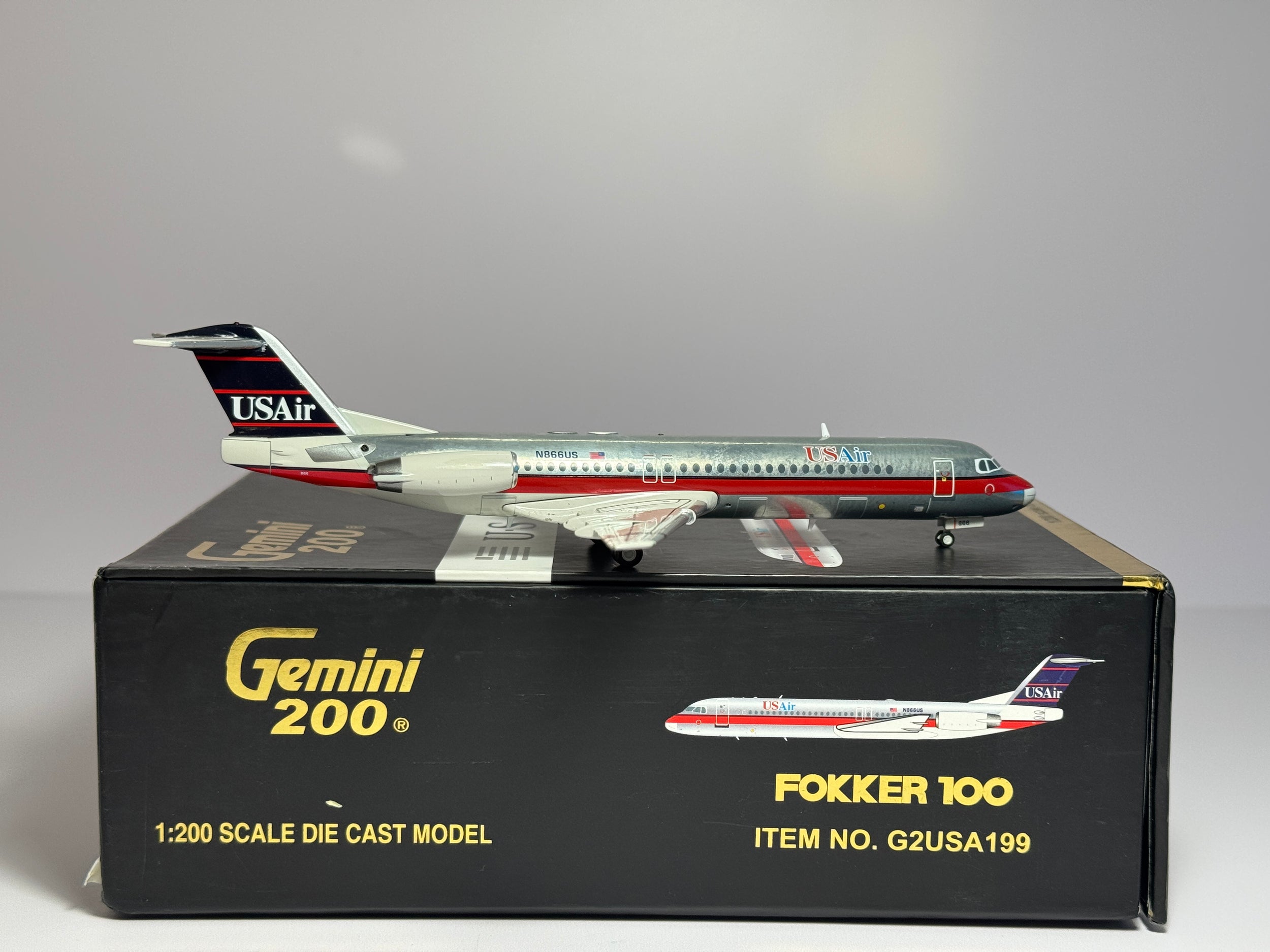 Gemini Jets 1:200 USAir Fokker F100 N866US polished G2USA199