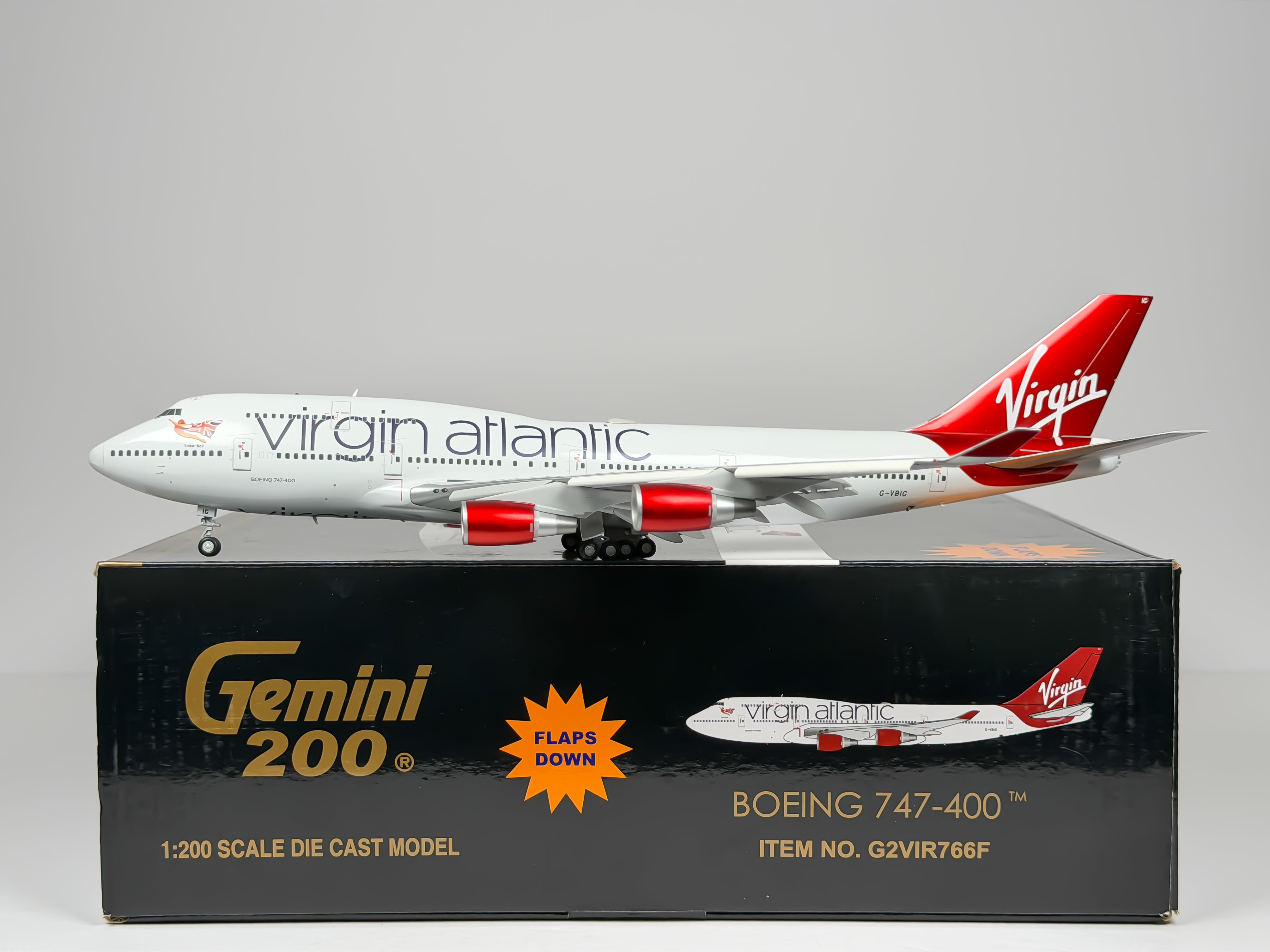 Virgin Atlantic Boeing 747-400 1:200 Gemini Jets G-VBIG (G2VIR766F) (Flaps Down Version)