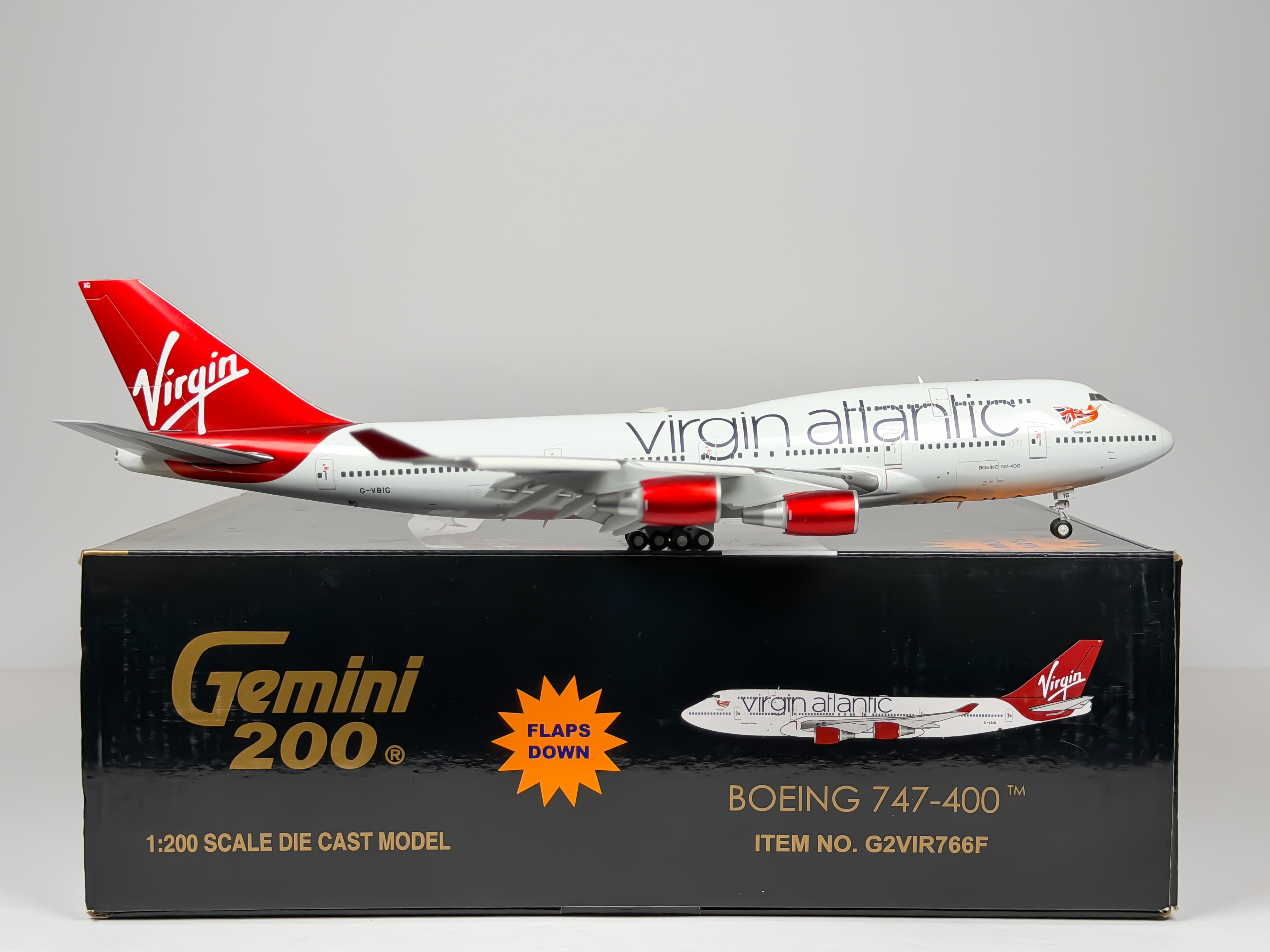 Virgin Atlantic Boeing 747-400 1:200 Gemini Jets G-VBIG (G2VIR766F) (Flaps Down Version)