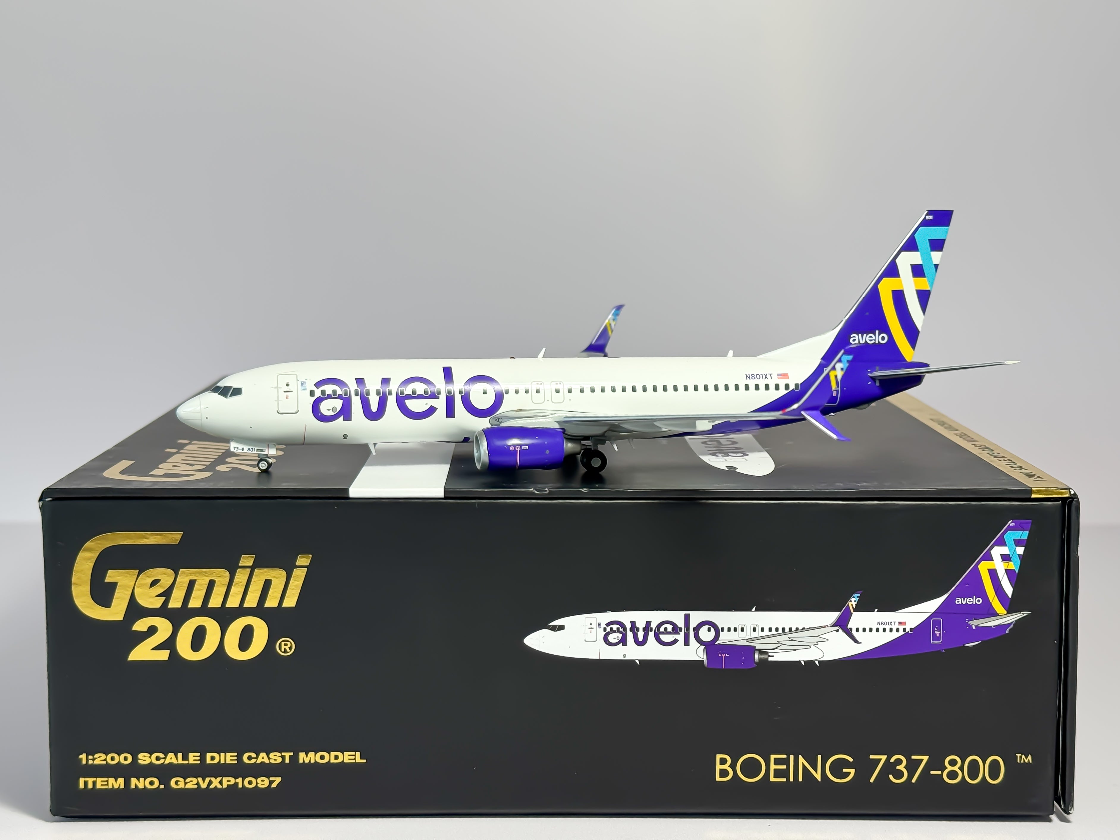 Avelo Airlines Boeing 737-800 1:200 Gemini Jets N801XT (G2VXP1097)