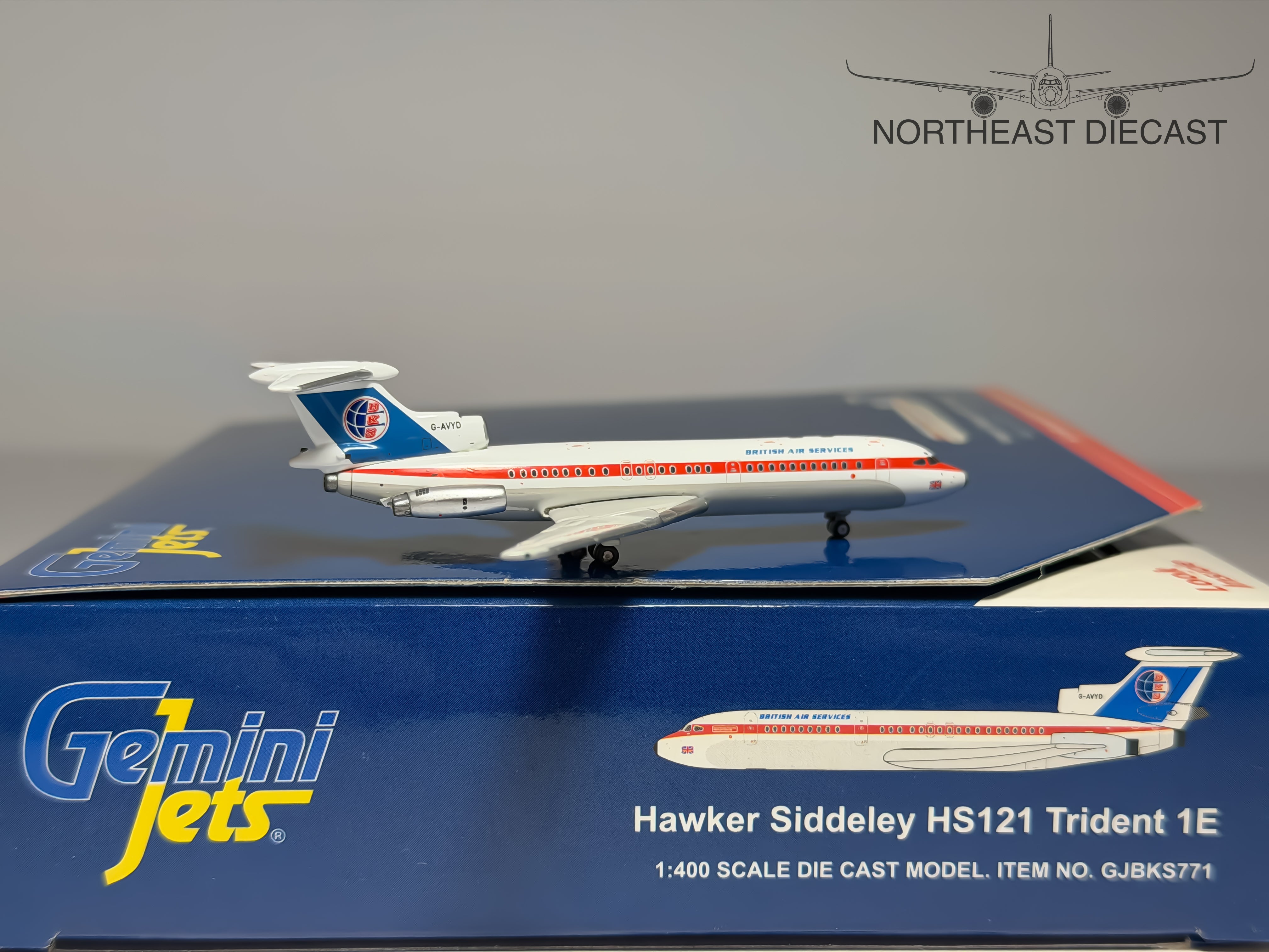 BKS Air Transport Hawker Siddeley HS-121 Trident 1:400 Gemini Jets G-AVYD (GJBKS771)