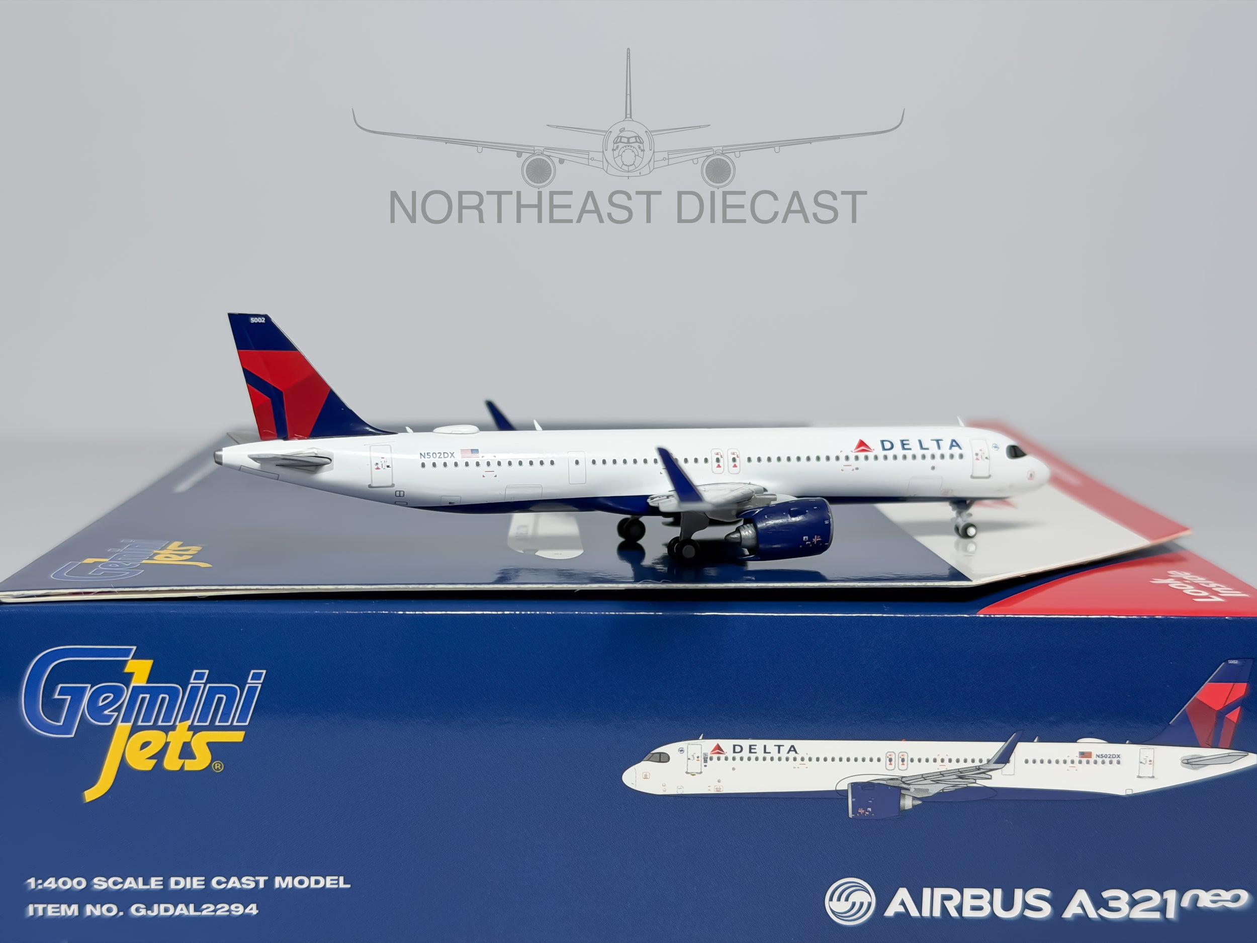 Delta Air Lines Airbus A321neo 1:400 Gemini Jets N502DX (GJDAL2294)