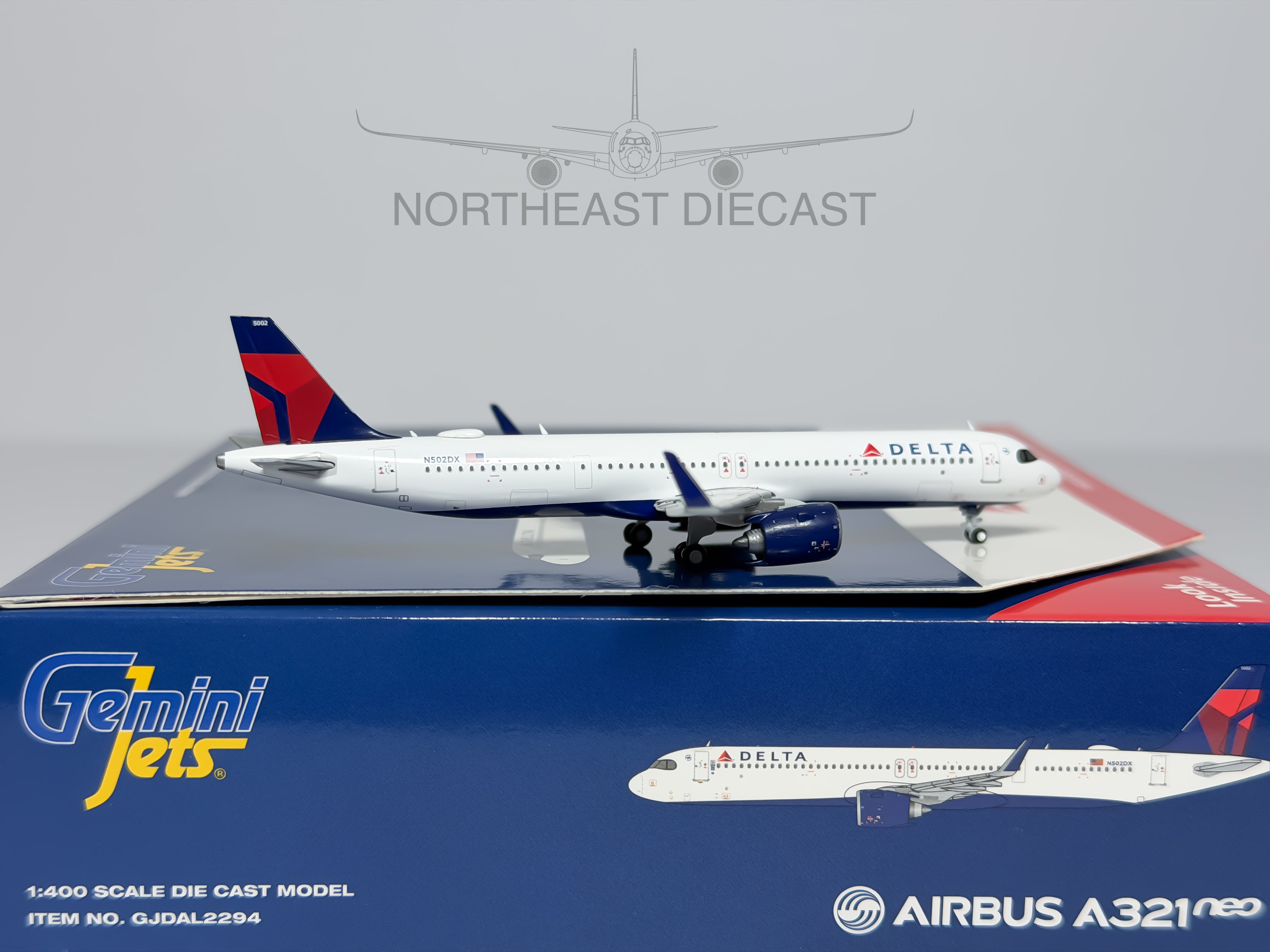 Delta Air Lines Airbus A321neo 1:400 Gemini Jets N502DX (GJDAL2294)