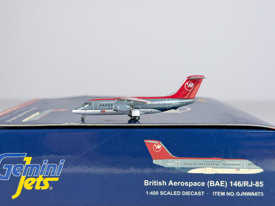 Northwest Airlines BAe 146 (Avro RJ85) 1:400 Gemini Jets N524XJ (GJNWA673)