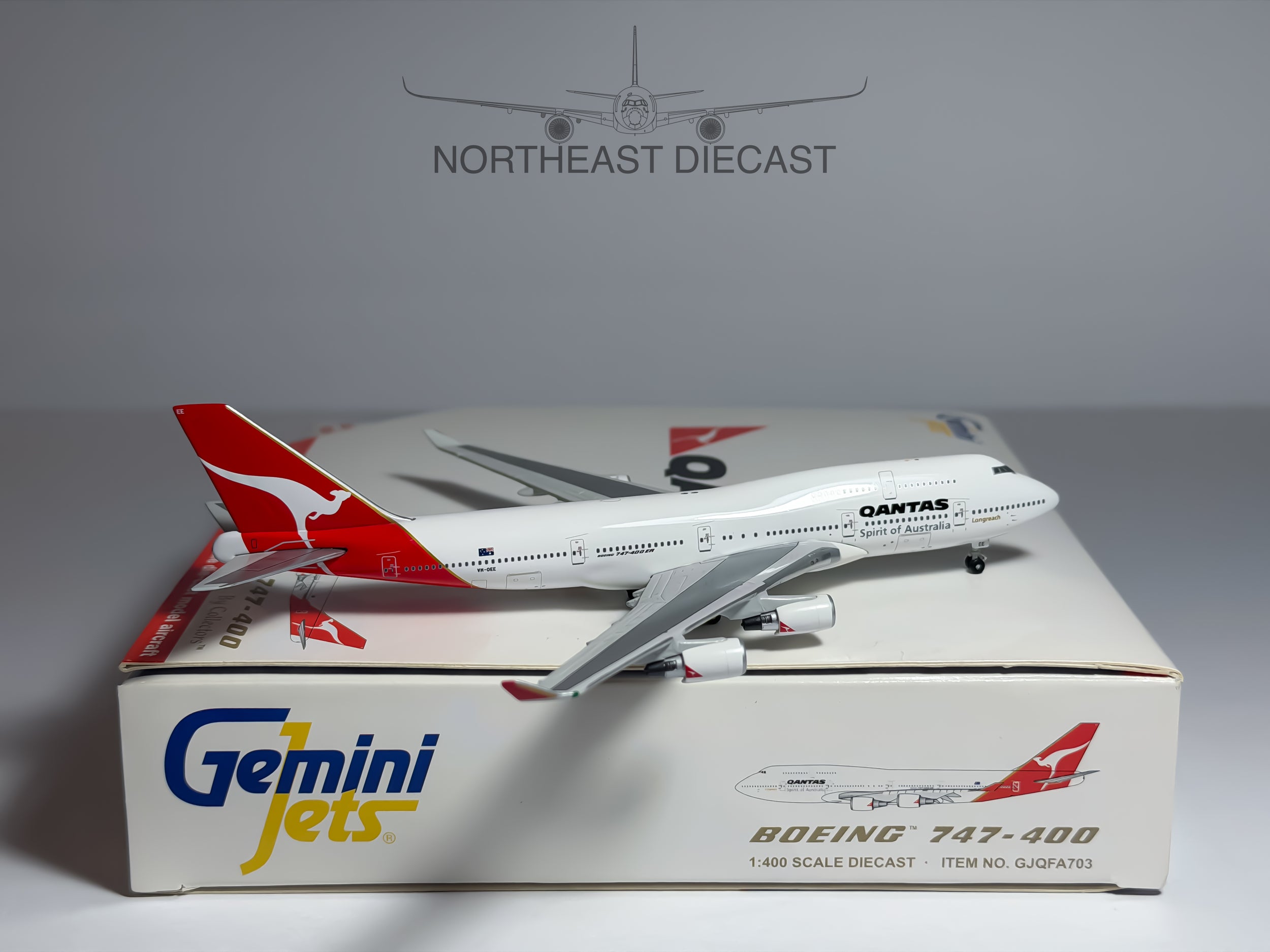 Qantas Airways Boeing 747-400 1:400 Gemini Jets VH-OEE (GJQFA703)