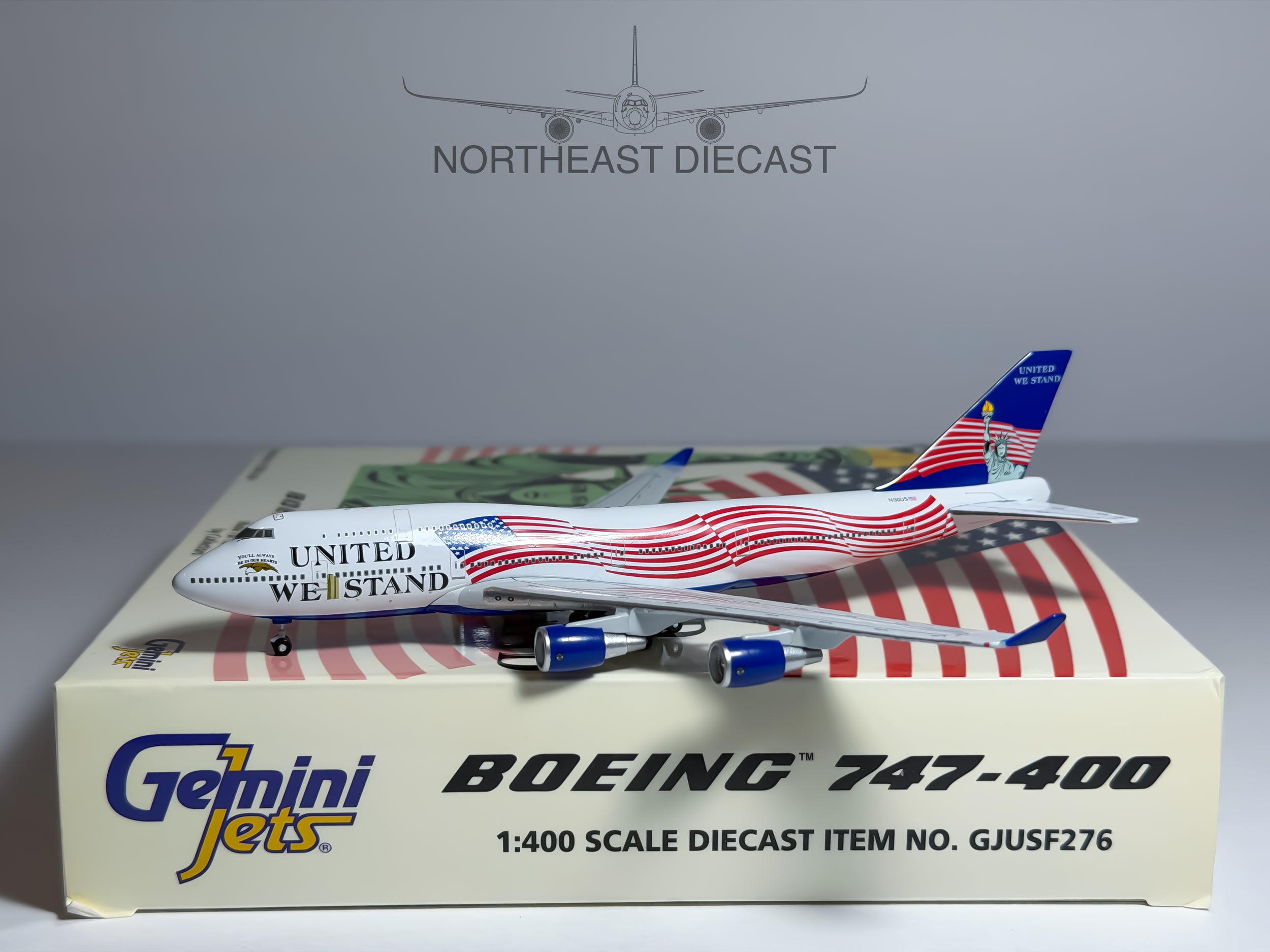 United We Stand Boeing 747-400 1:400 Gemini Jets N911US (GJUSF276)