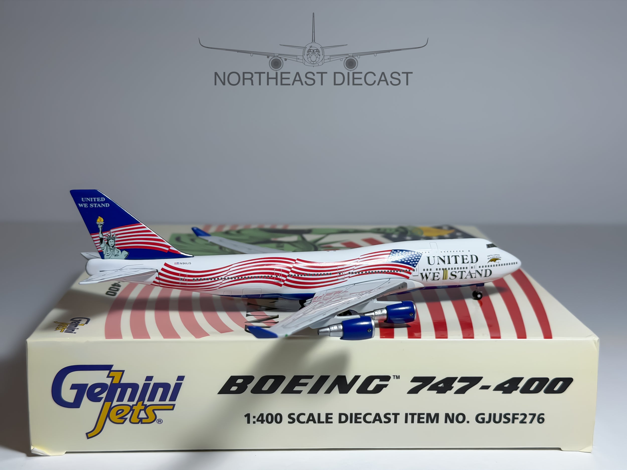United We Stand Boeing 747-400 1:400 Gemini Jets N911US (GJUSF276)