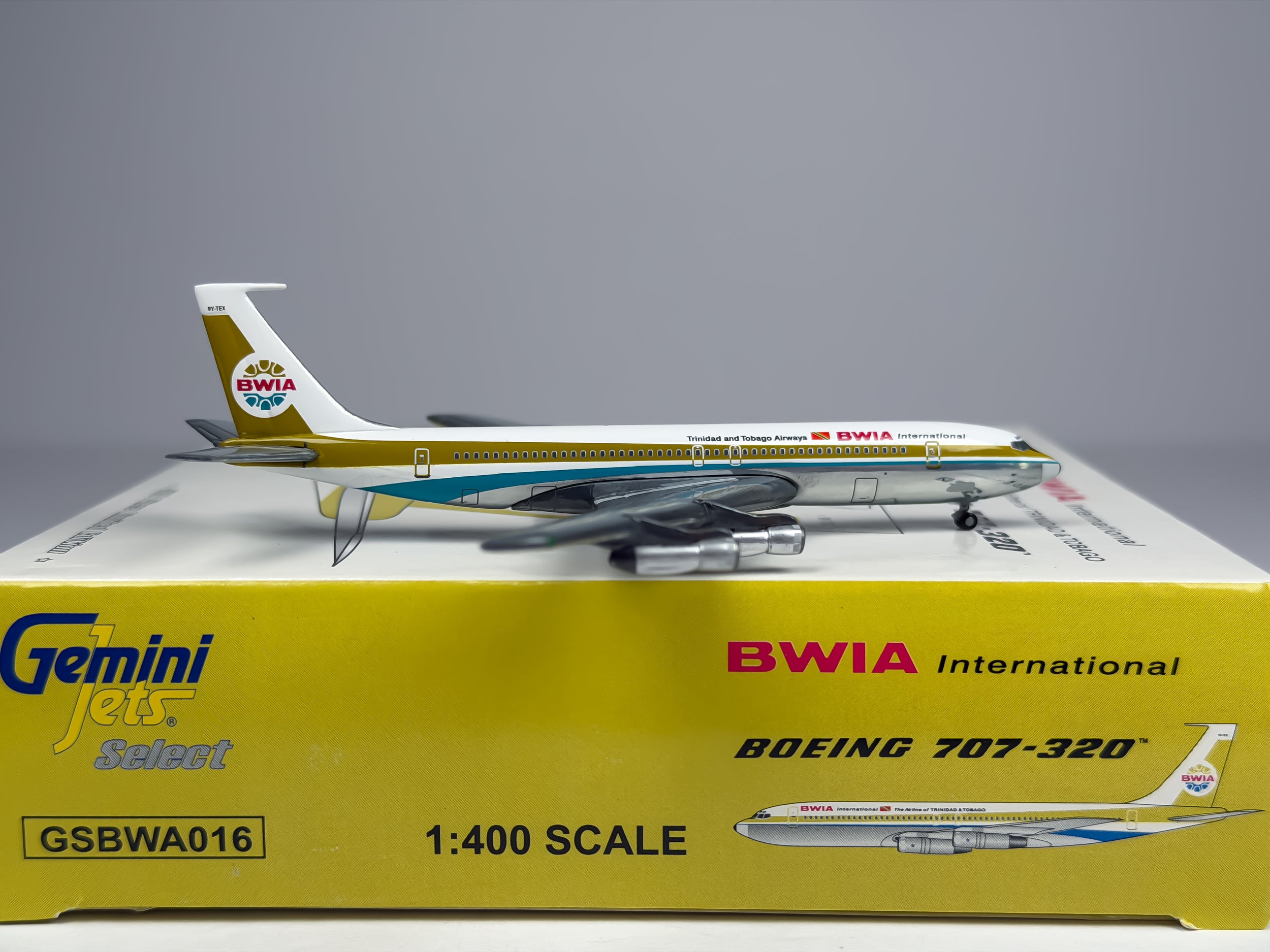 British West Indian Airways (BWIA) Boeing 707-300 1:400 Gemini Jets 9Y-TEX (GSBWA016)