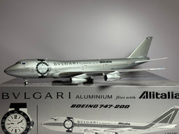 Inflight200 Alitalia Boeing 747-200B I-DEMS Bulgari livery B-BULGARI-MS w/stand