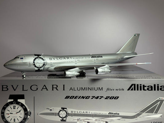 Inflight200 Alitalia Boeing 747-200B I-DEMS Bulgari livery B-BULGARI-MS w/stand