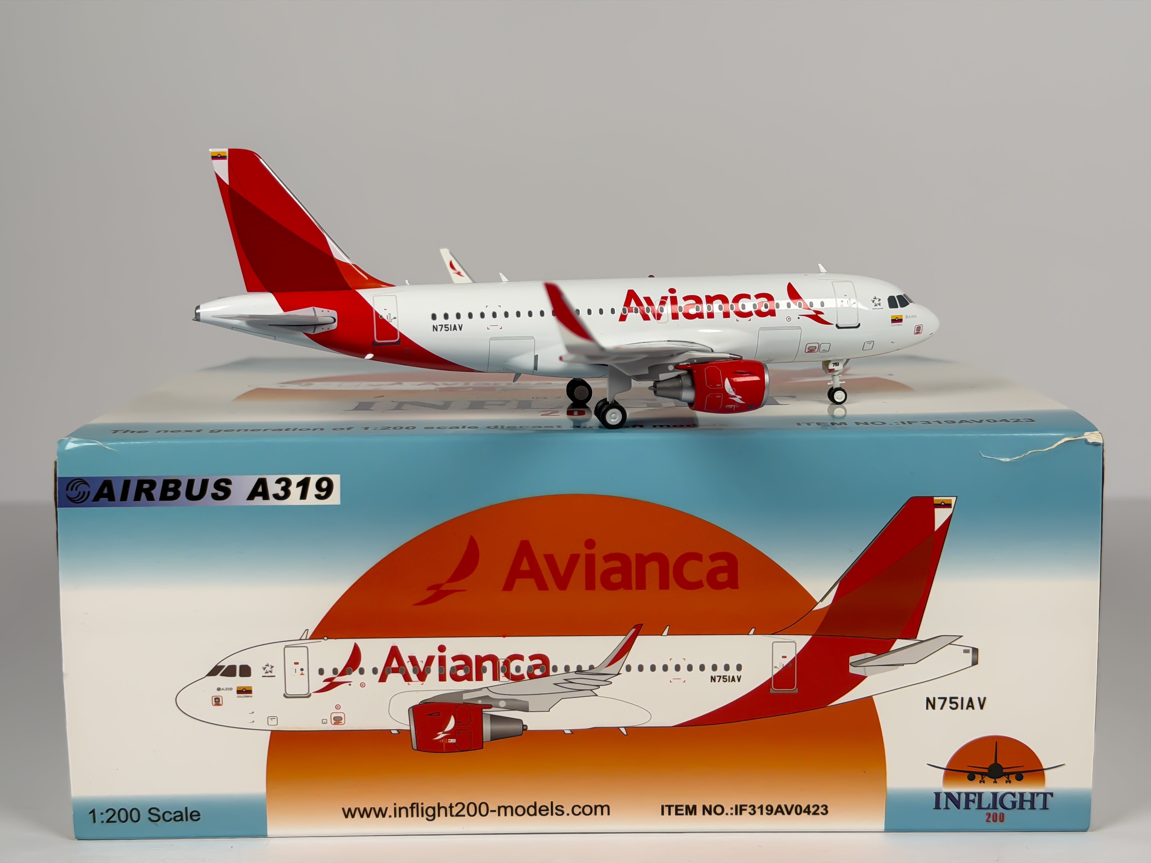 Avianca Colombia Airbus A319 1:200 Inflight200 N751AV (IF319AV0423)